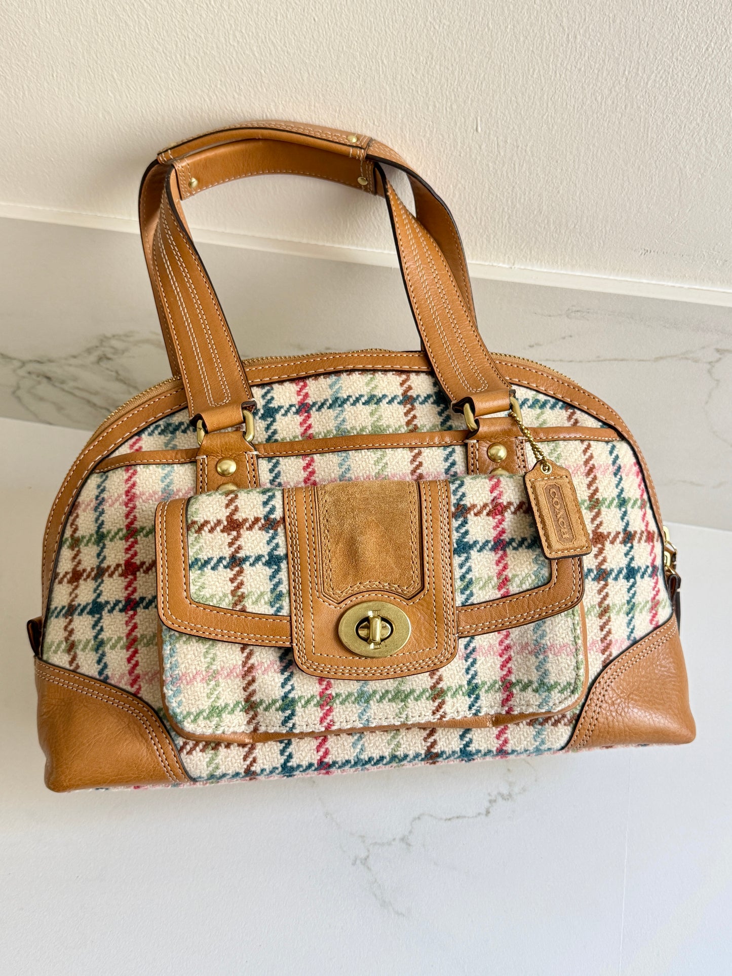 Super Rare Coach Hamptons Tattersall Tweed Shoulder Bag