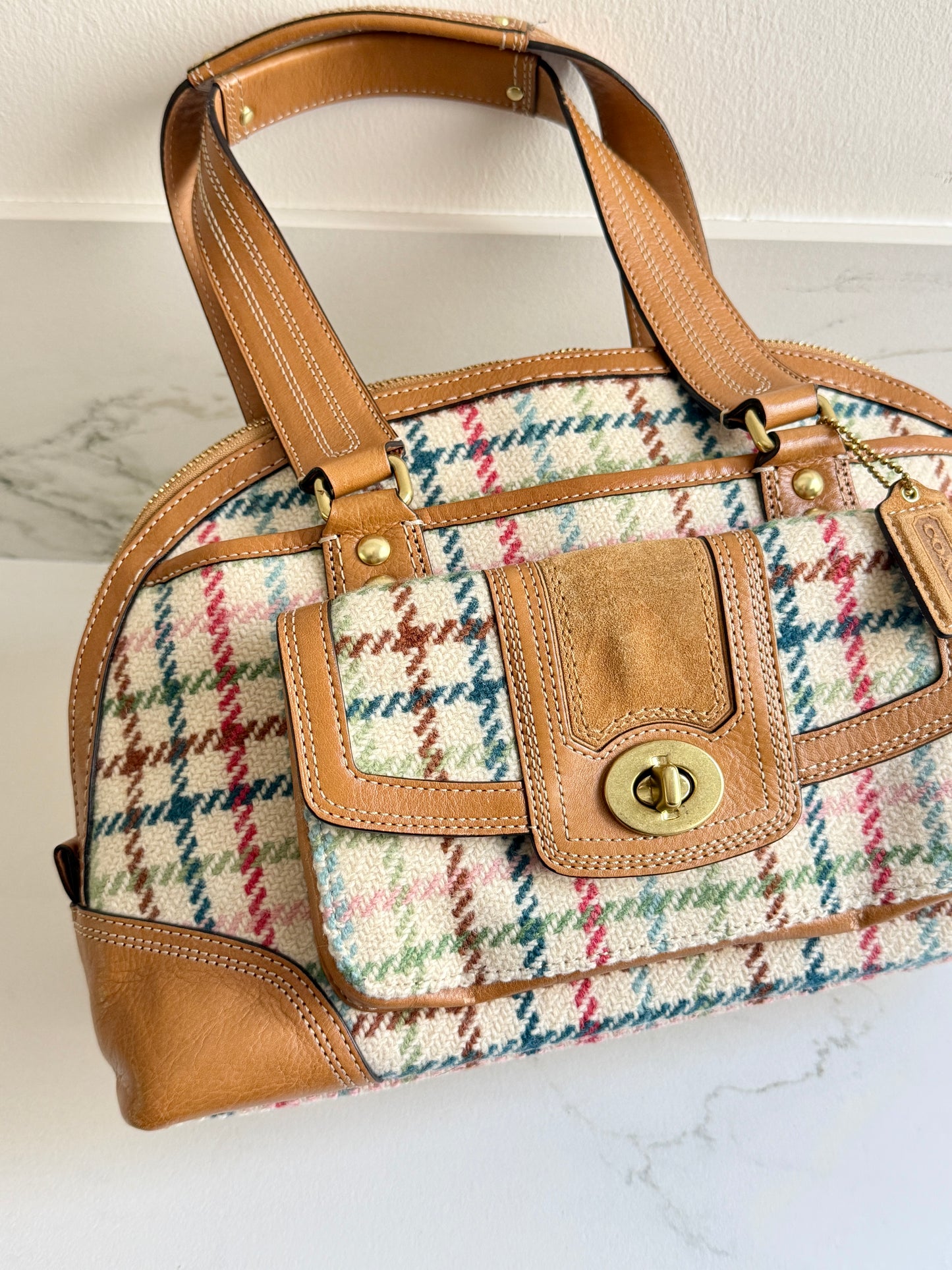 Super Rare Coach Hamptons Tattersall Tweed Shoulder Bag