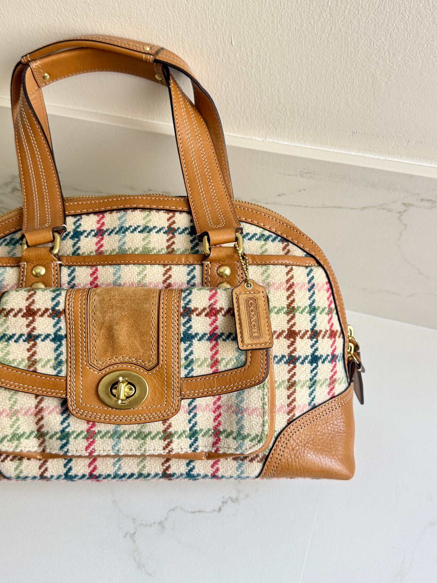 Super Rare Coach Hamptons Tattersall Tweed Shoulder Bag
