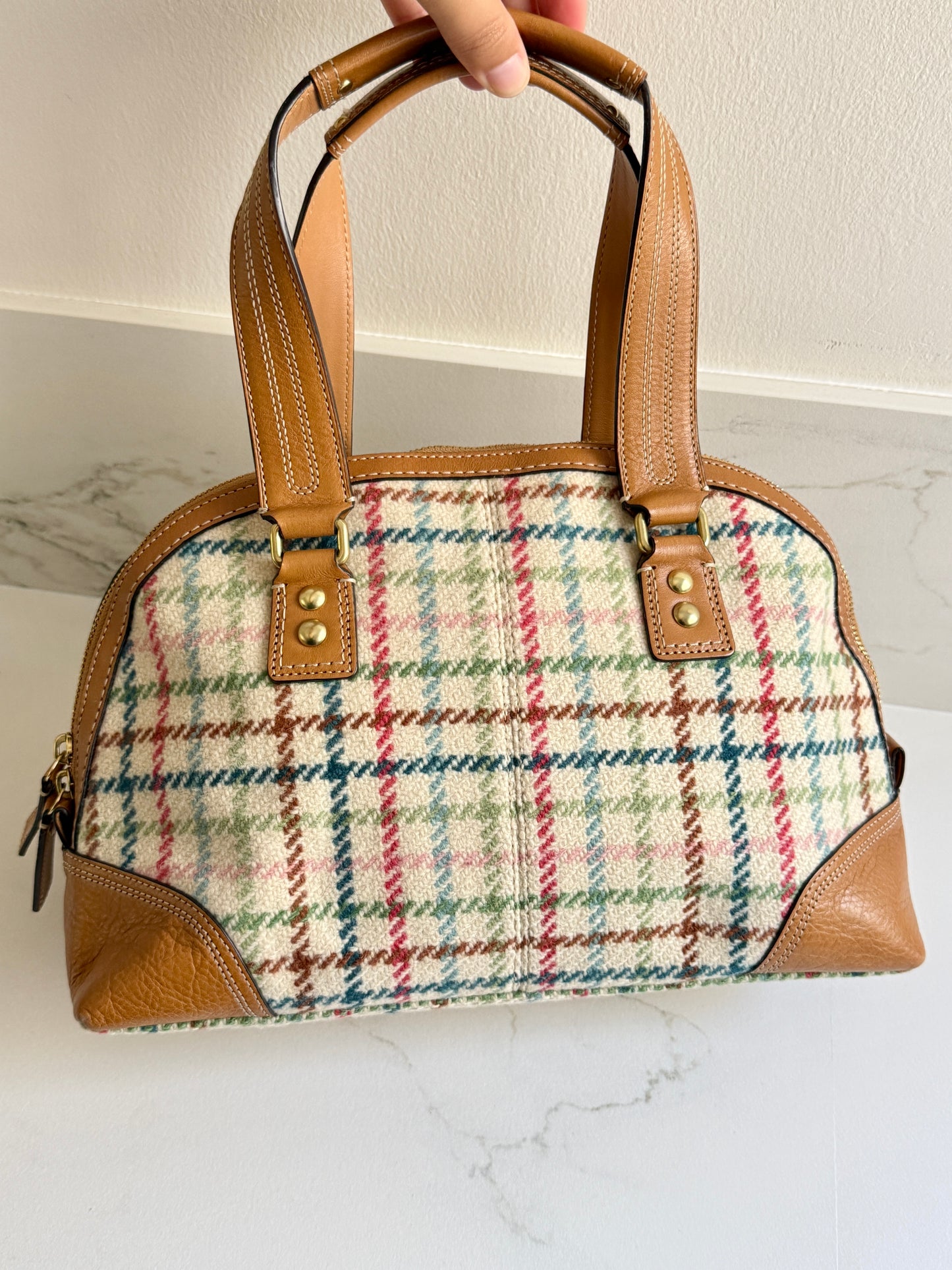 Super Rare Coach Hamptons Tattersall Tweed Shoulder Bag