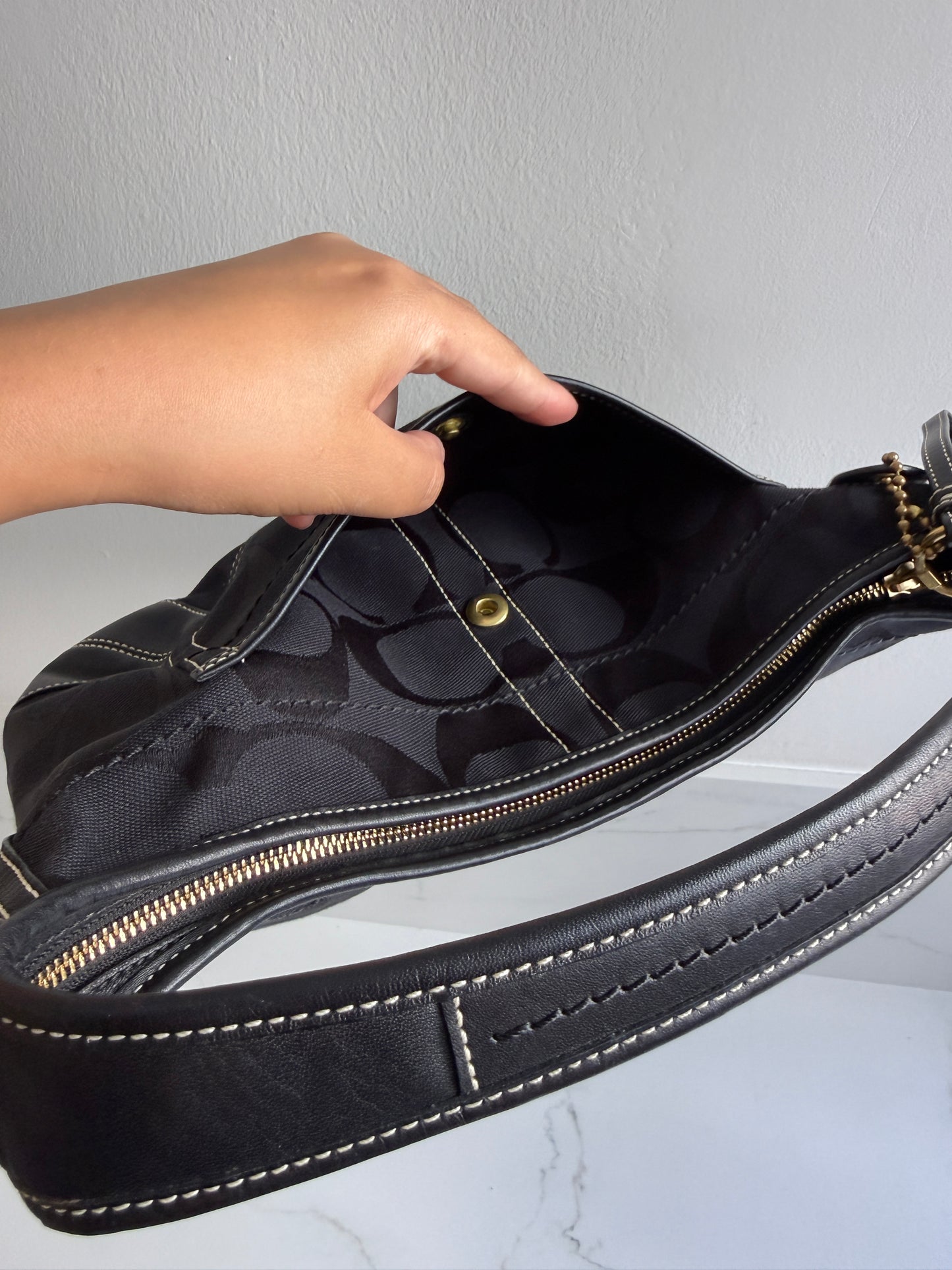 Coach Ergo Black Signature Shoulder Bag