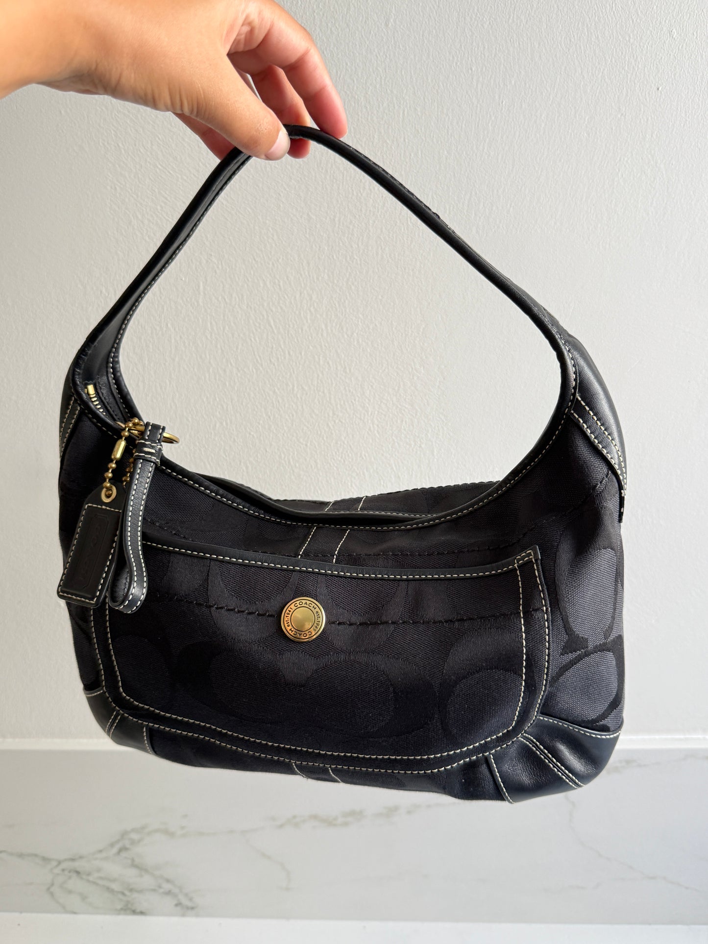 Coach Ergo Black Signature Shoulder Bag