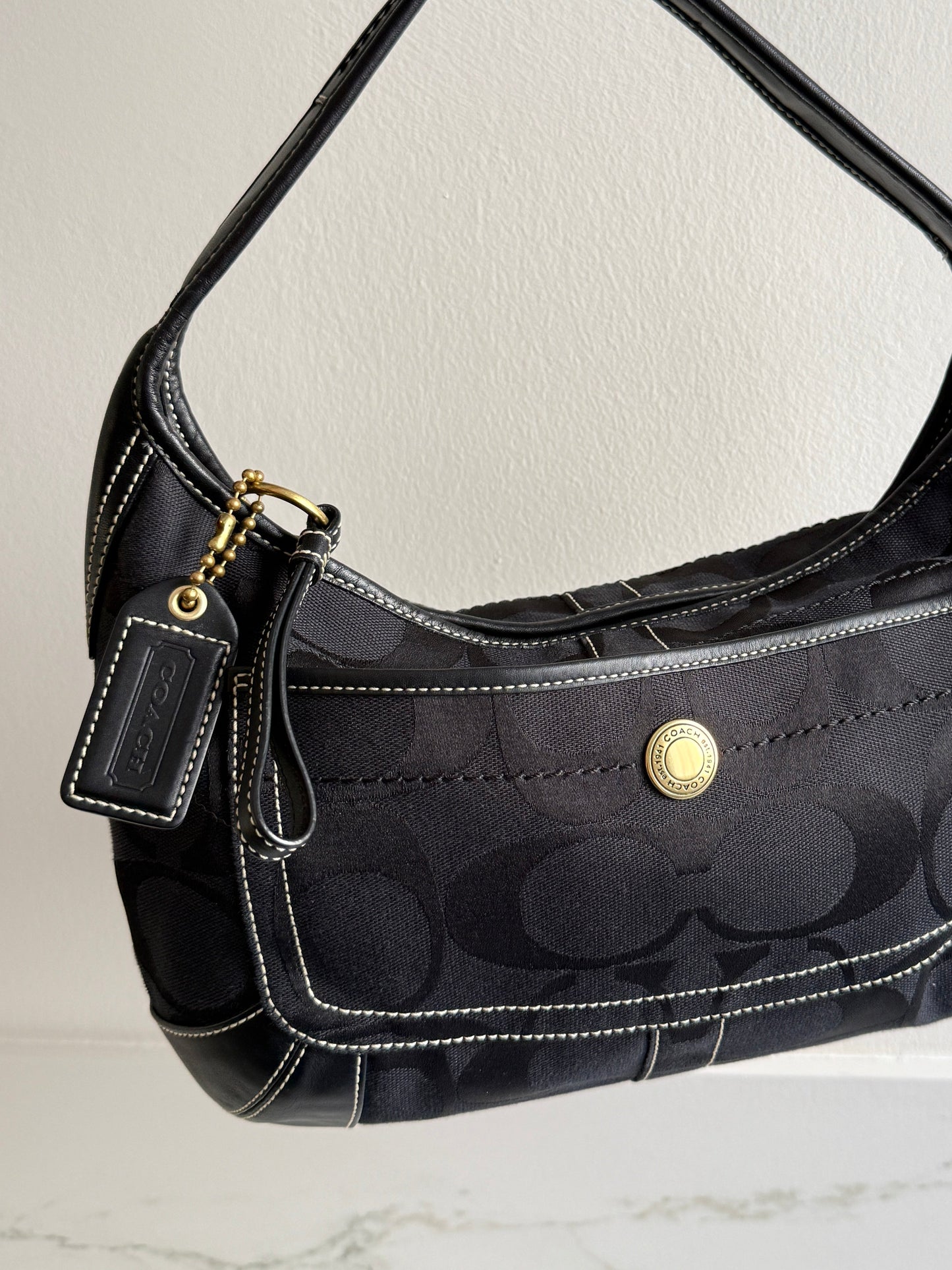 Coach Ergo Black Signature Shoulder Bag
