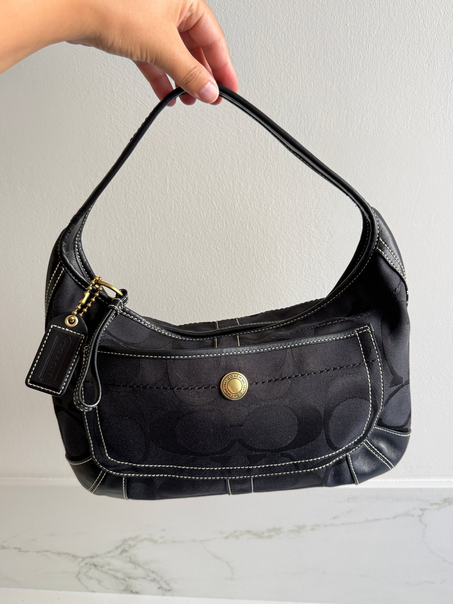 Coach Ergo Black Signature Shoulder Bag