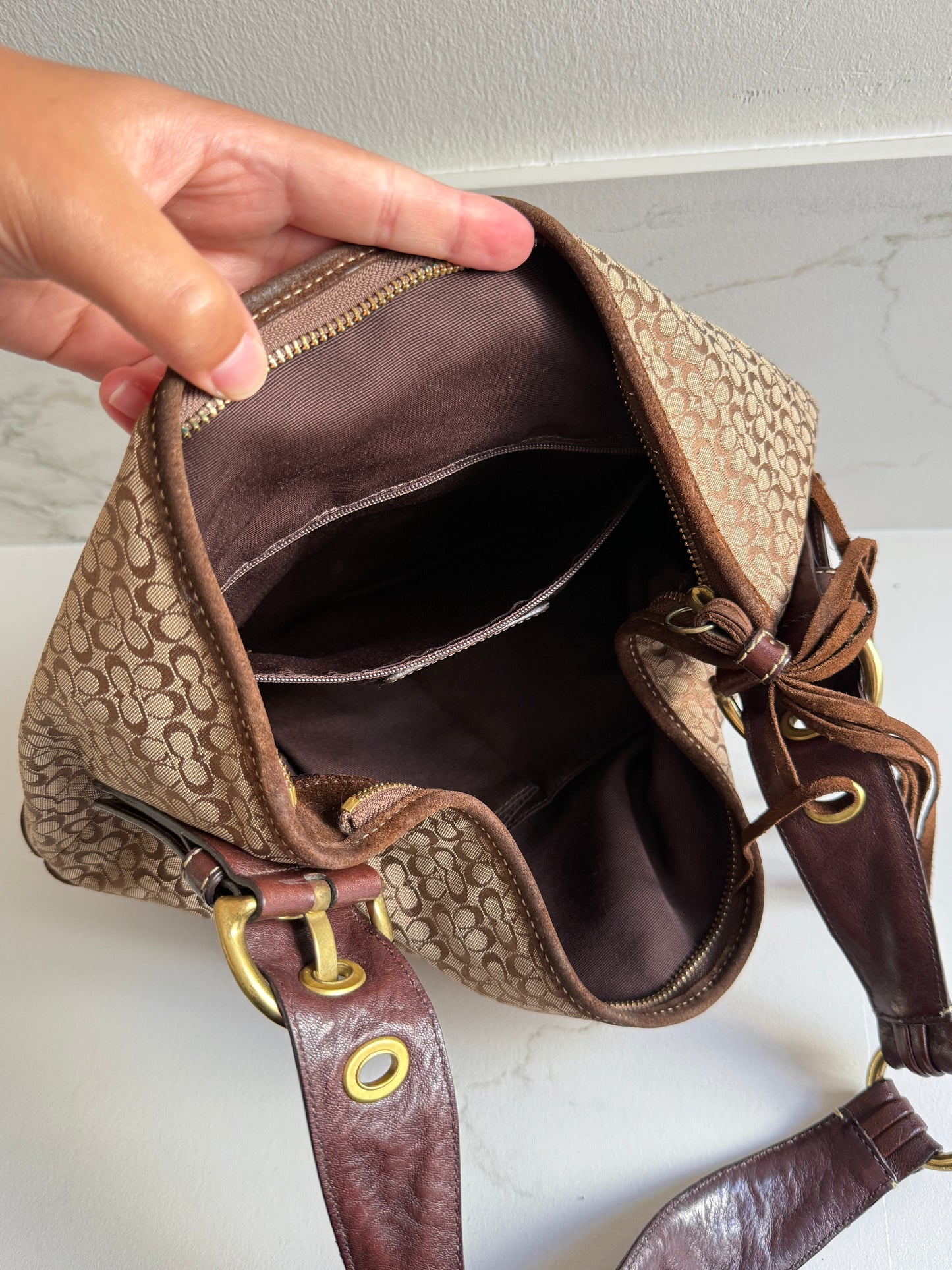 Rare Coach Soho Suede & Canvas Shoulder Bag