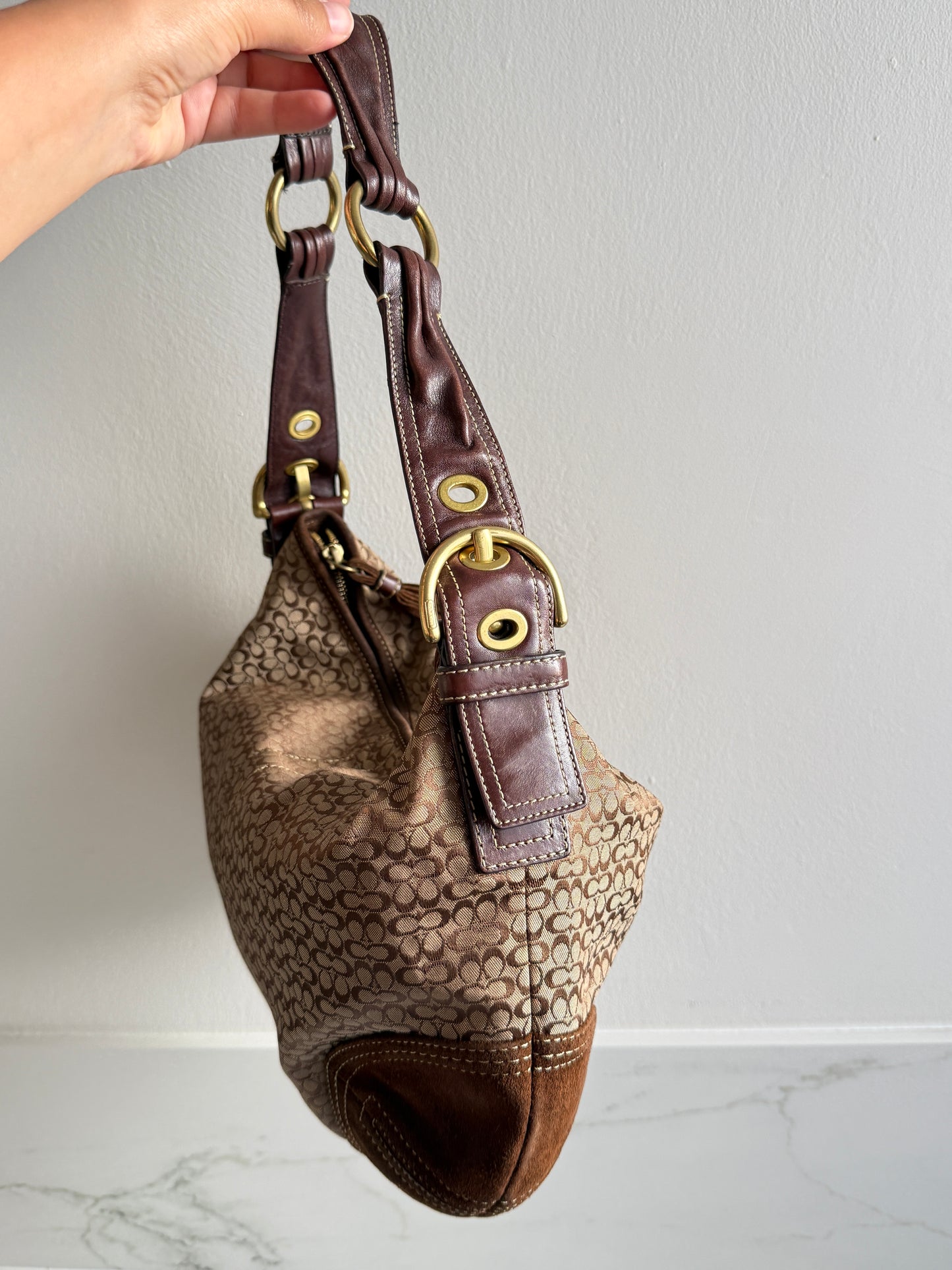 Rare Coach Soho Suede & Canvas Shoulder Bag
