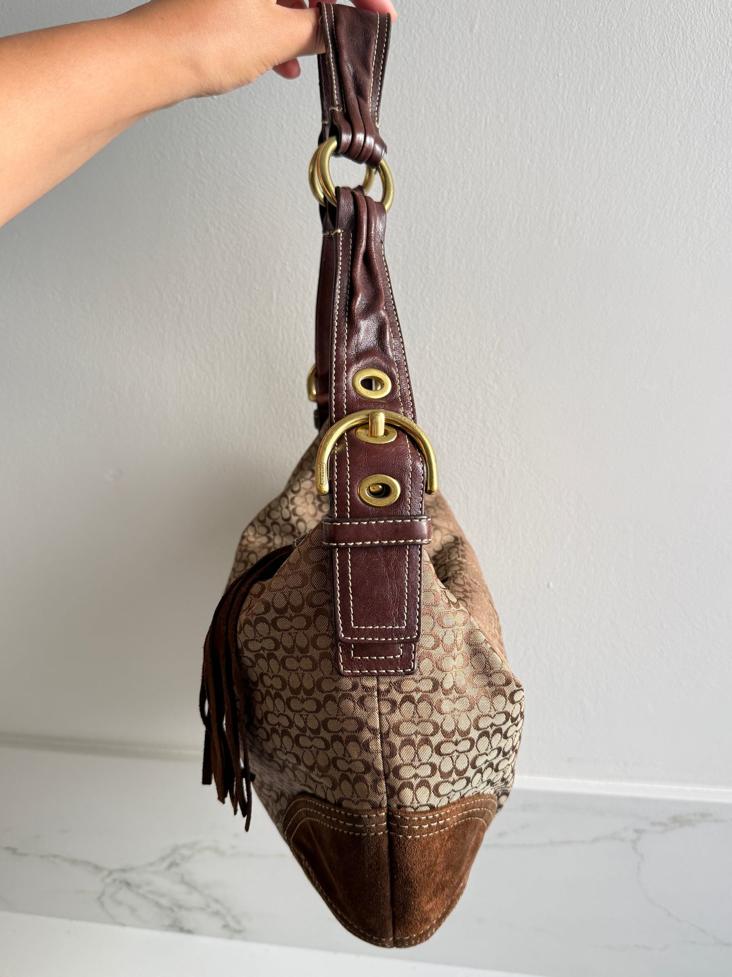 Rare Coach Soho Suede & Canvas Shoulder Bag
