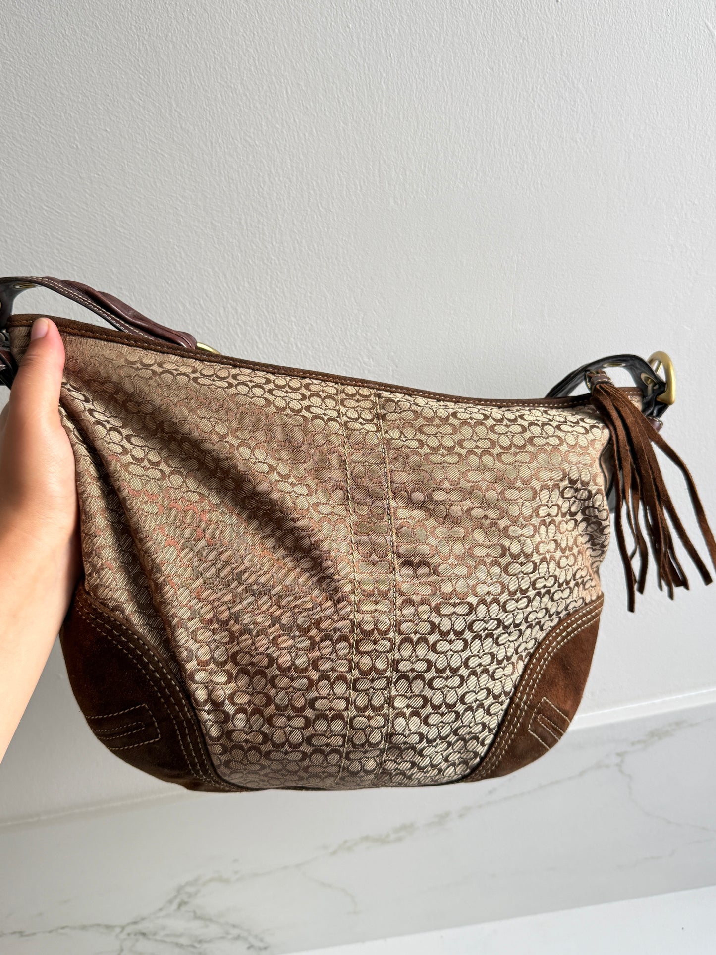 Rare Coach Soho Suede & Canvas Shoulder Bag