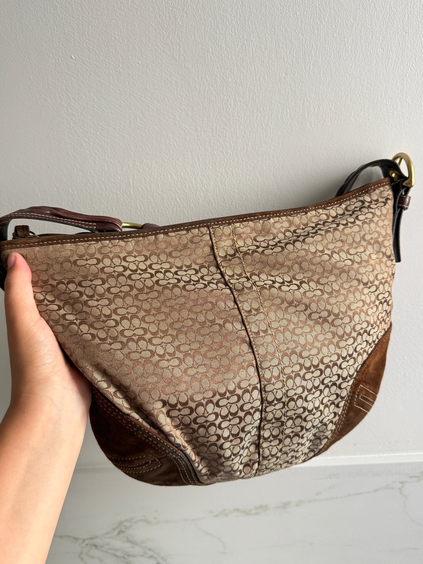 Rare Coach Soho Suede & Canvas Shoulder Bag