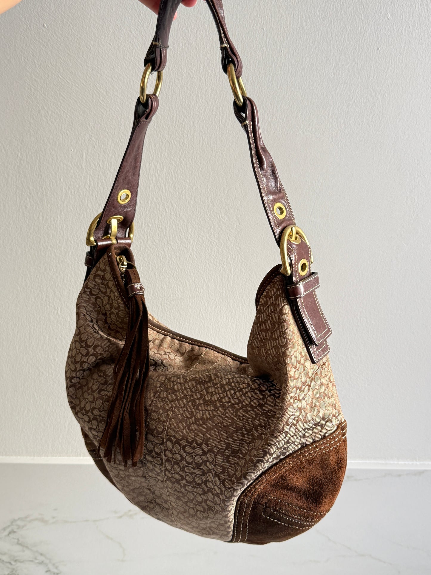 Rare Coach Soho Suede & Canvas Shoulder Bag