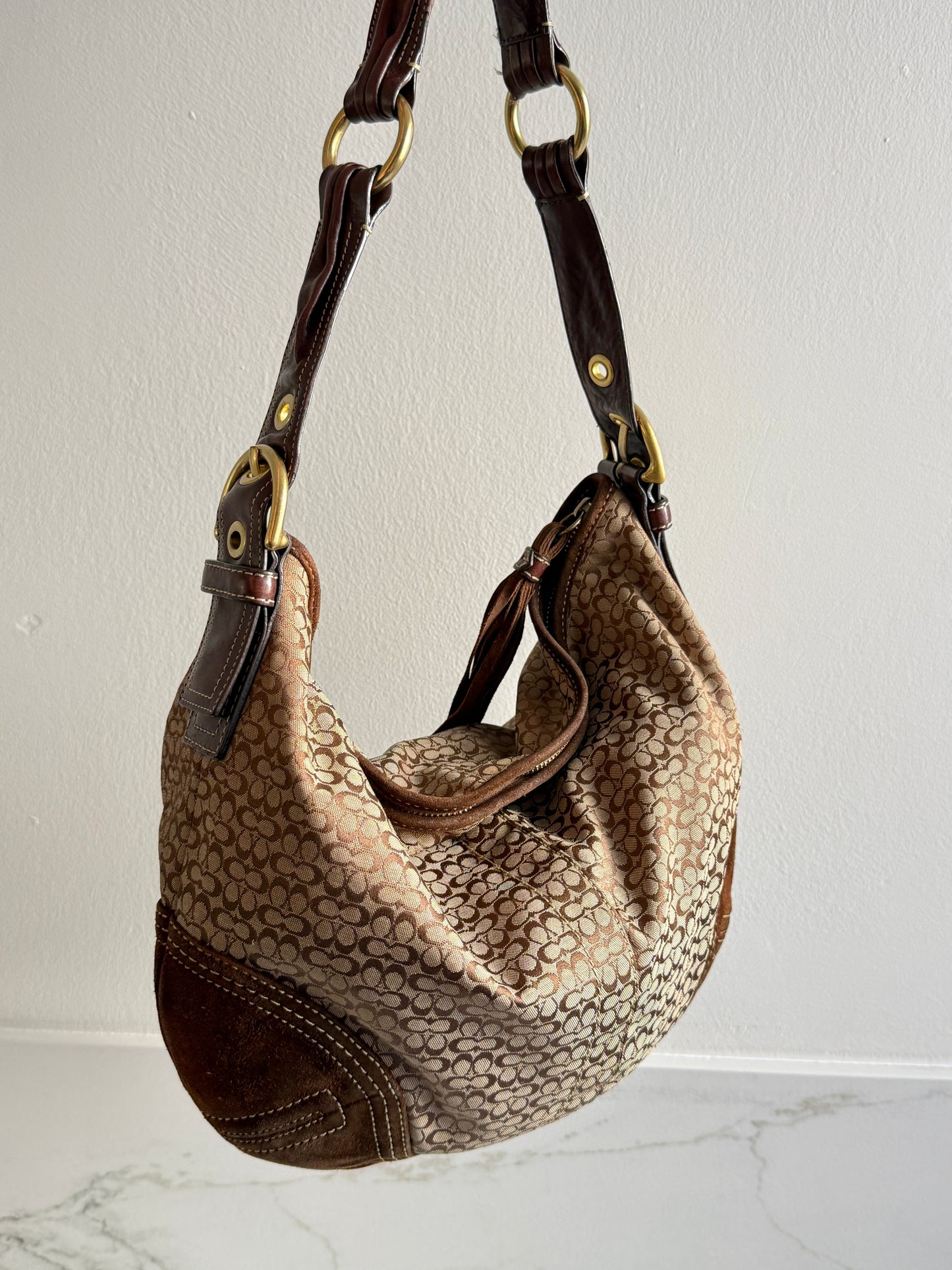 Rare Coach Soho Suede & Canvas Shoulder Bag