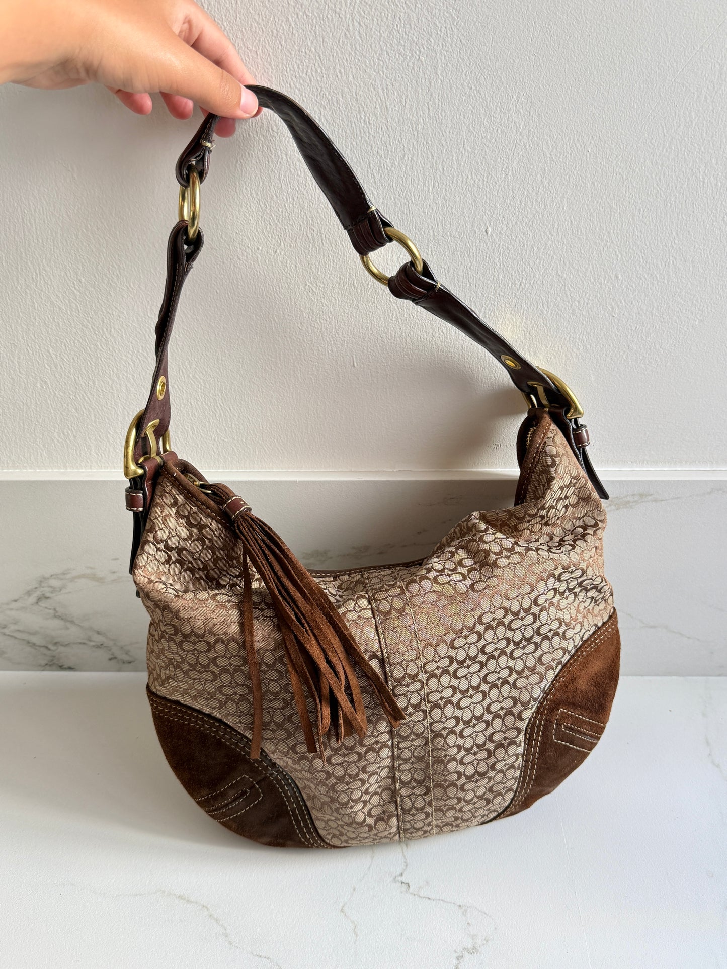Rare Coach Soho Suede & Canvas Shoulder Bag