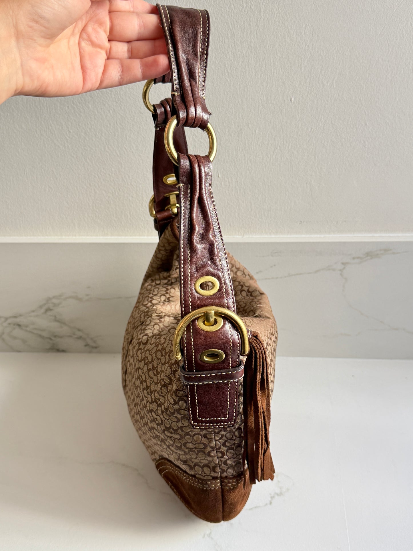 Rare Coach Soho Suede & Canvas Shoulder Bag