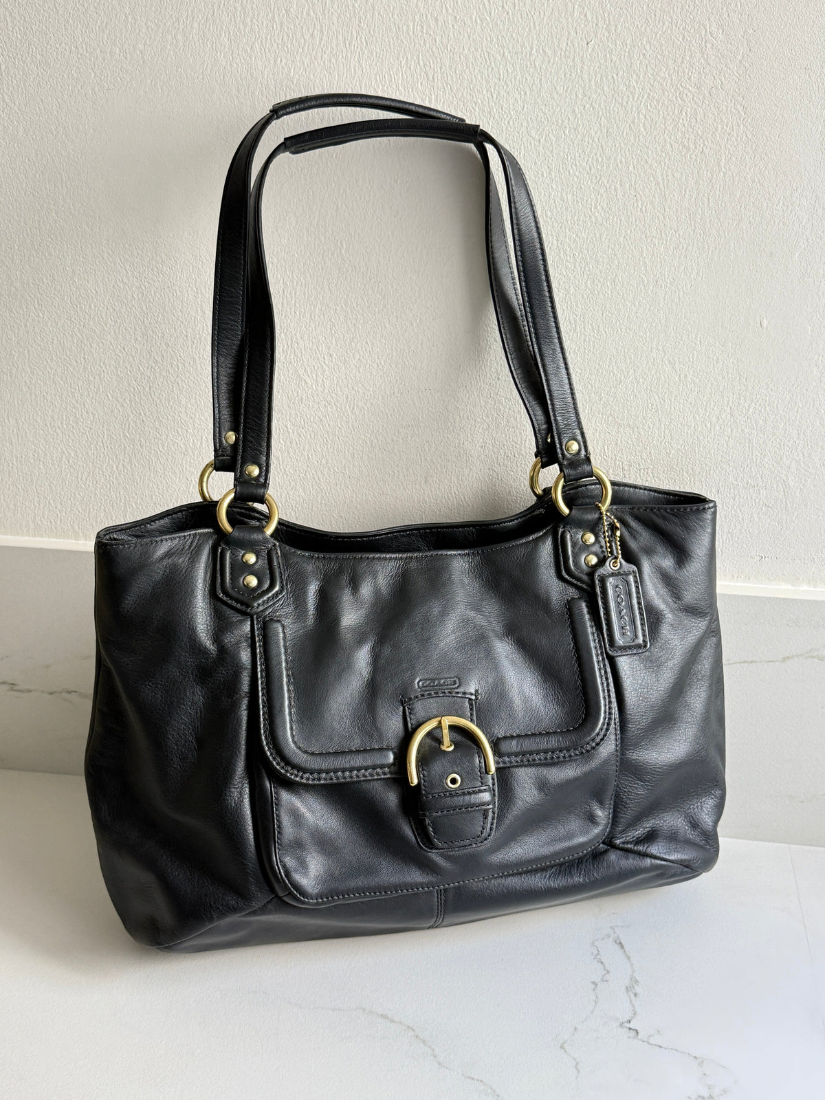 Coach Campbell Black Leather Shoulder Bag
