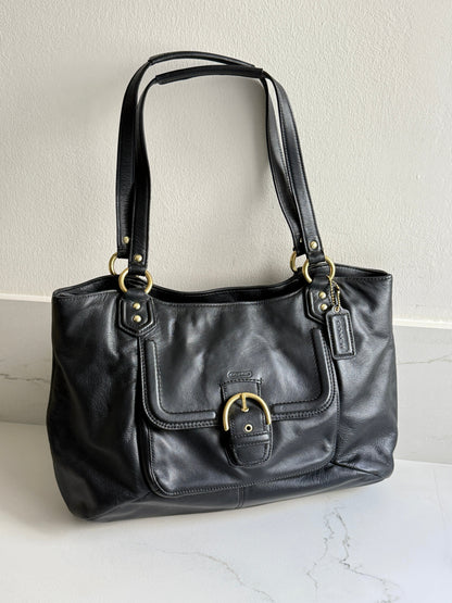 Coach Campbell Black Leather Shoulder Bag