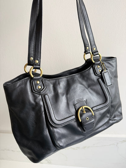 Coach Campbell Black Leather Shoulder Bag