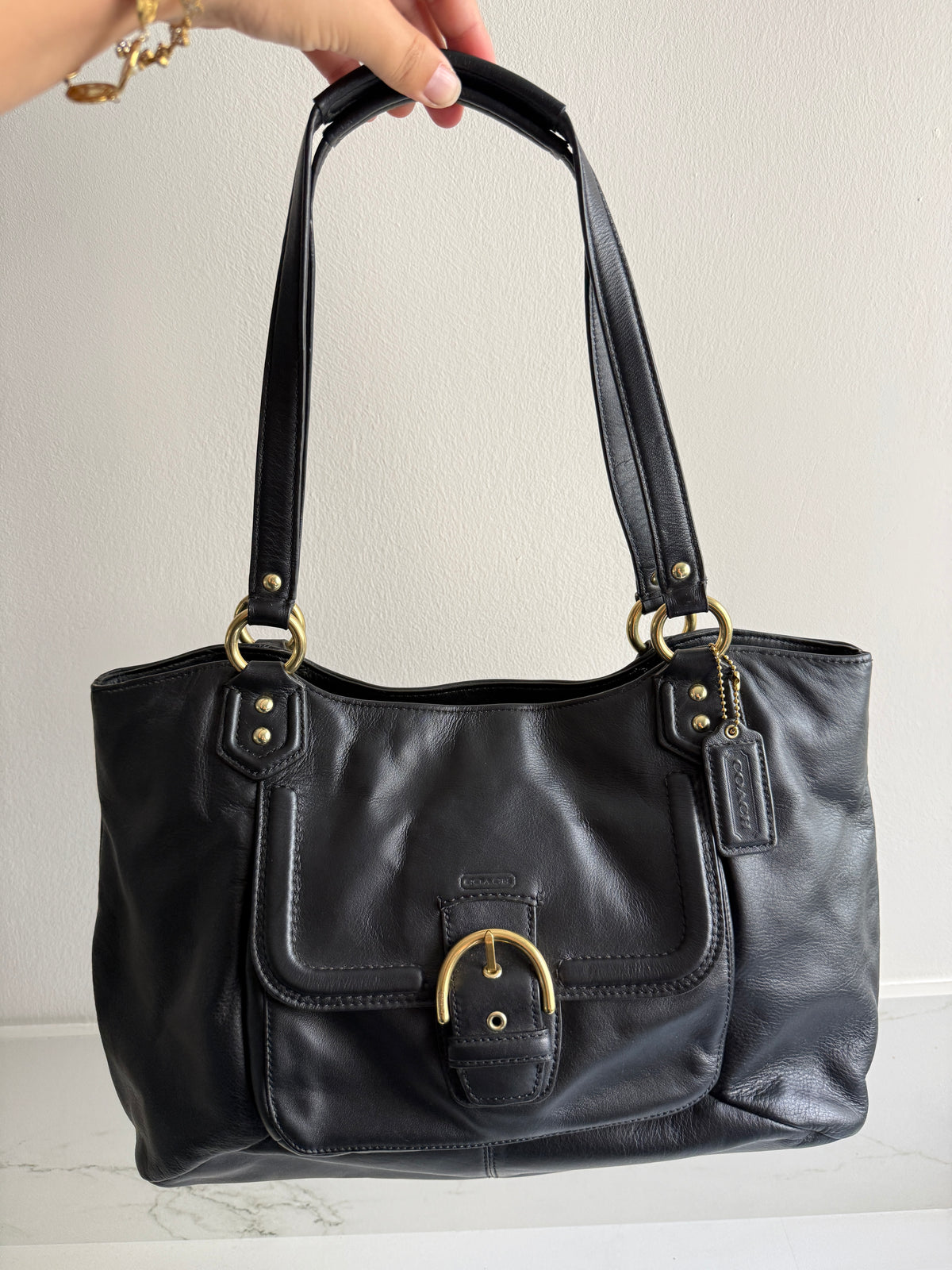 Coach Campbell Black Leather Shoulder Bag