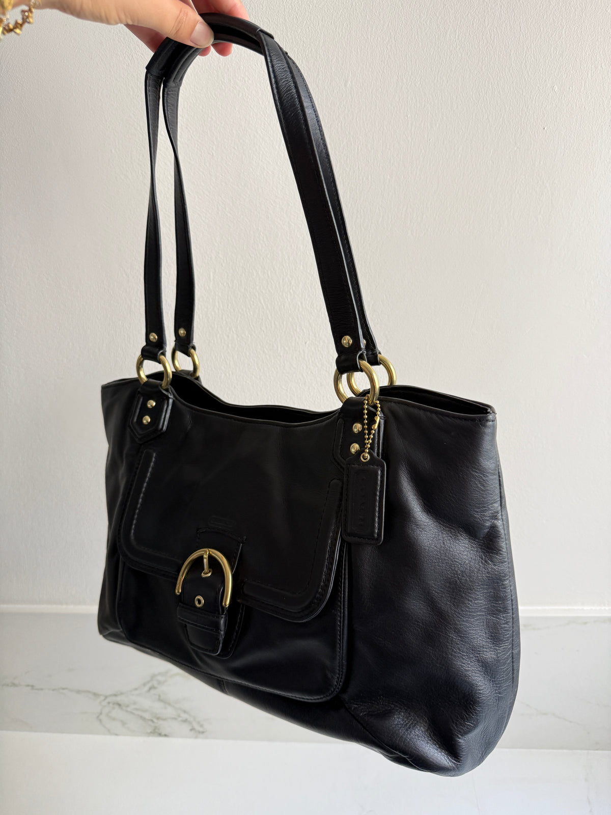 Coach Campbell Black Leather Shoulder Bag