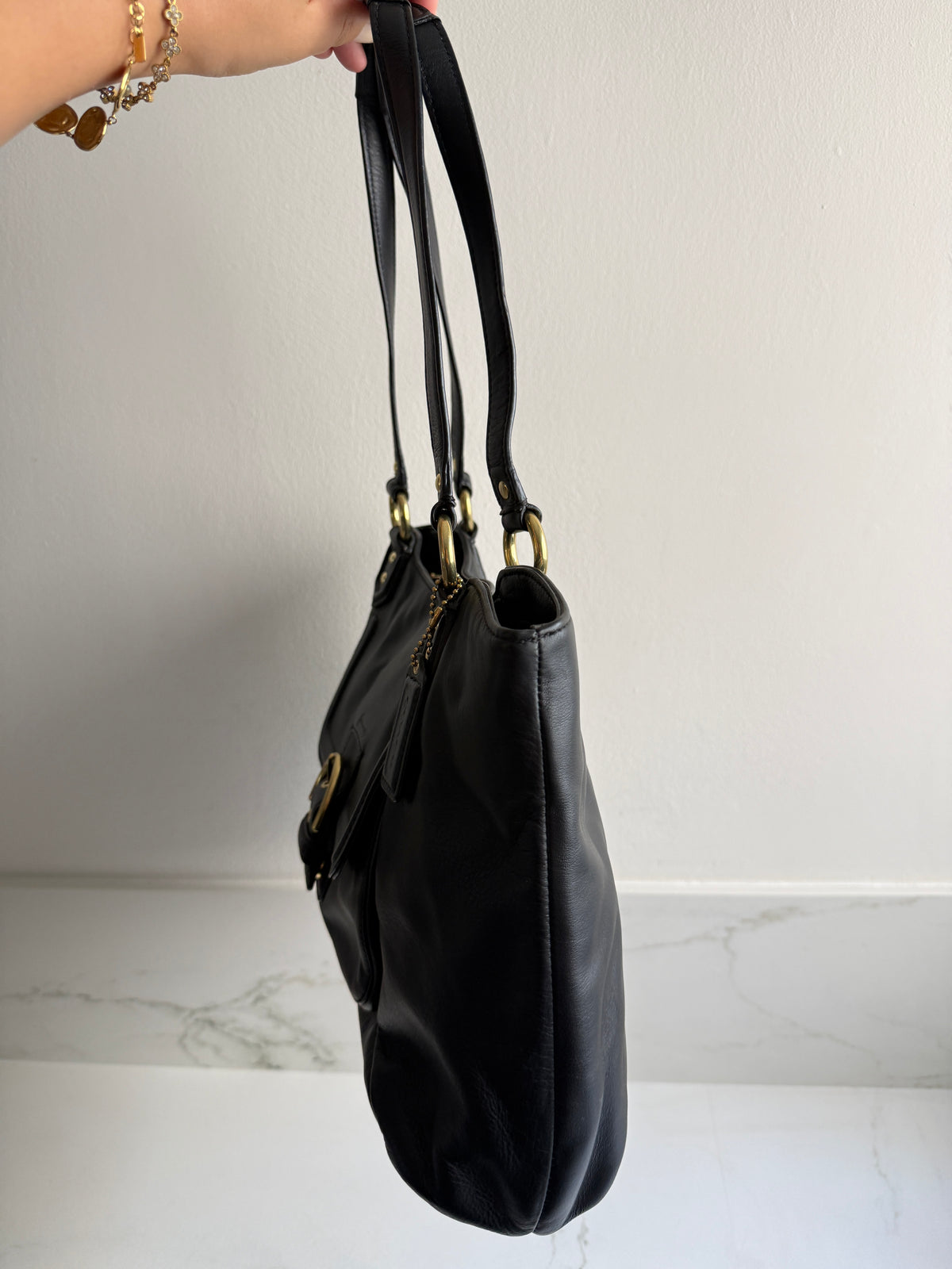 Coach Campbell Black Leather Shoulder Bag