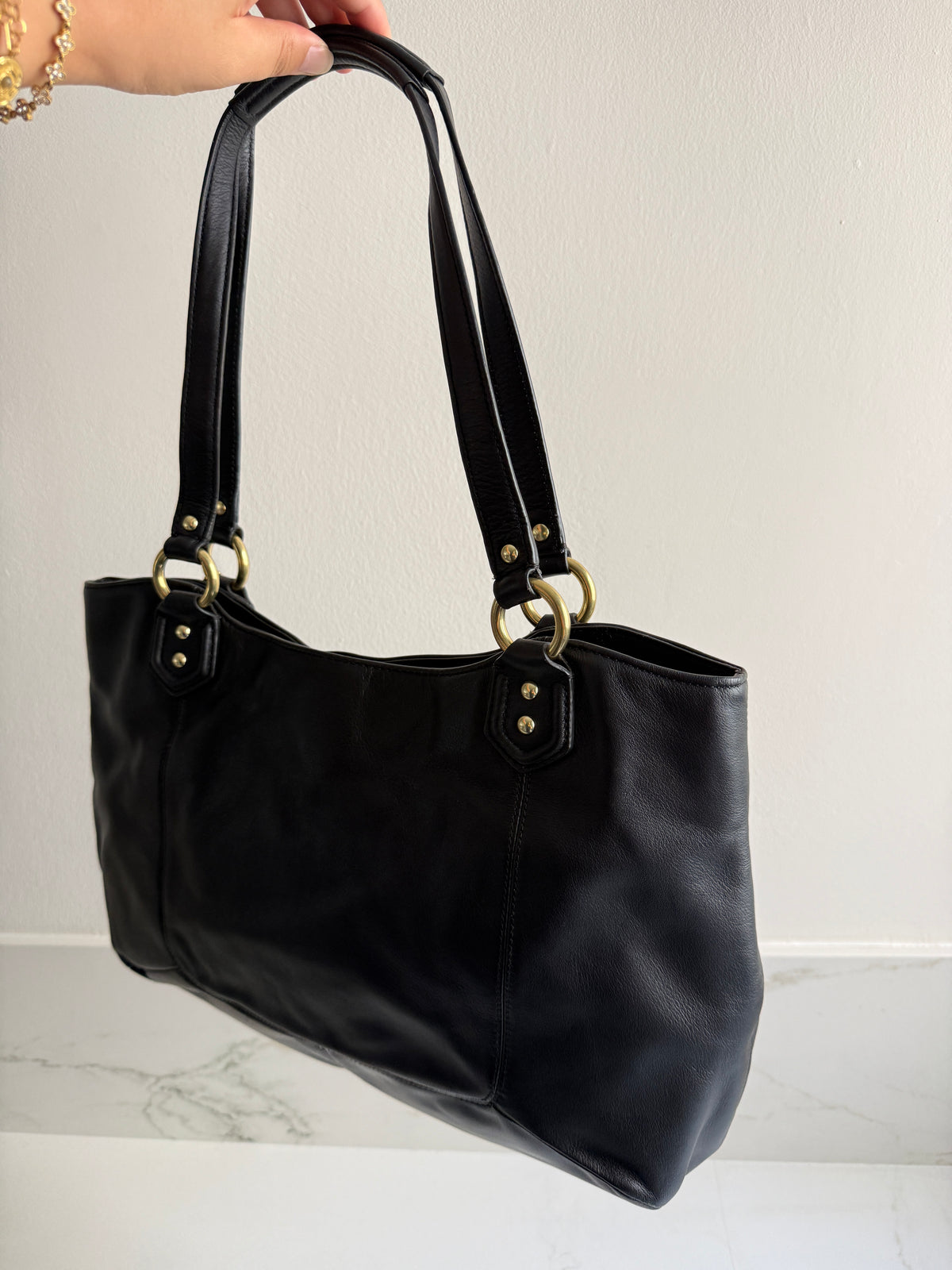 Coach Campbell Black Leather Shoulder Bag