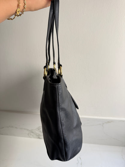 Coach Campbell Black Leather Shoulder Bag