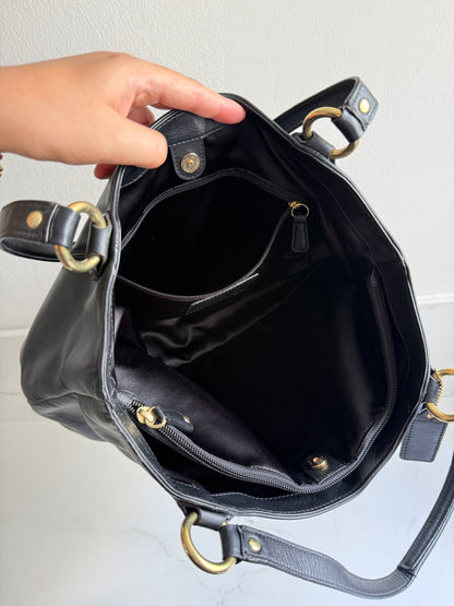 Coach Campbell Black Leather Shoulder Bag