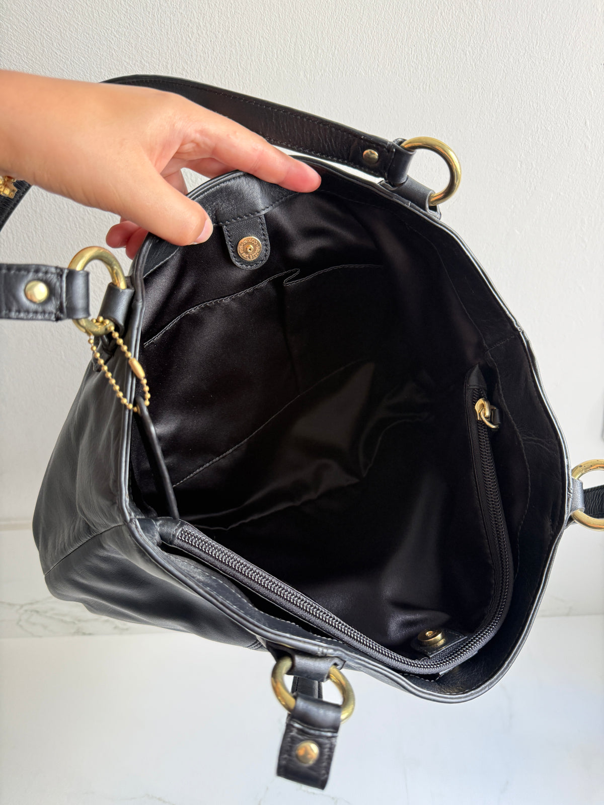 Coach Campbell Black Leather Shoulder Bag