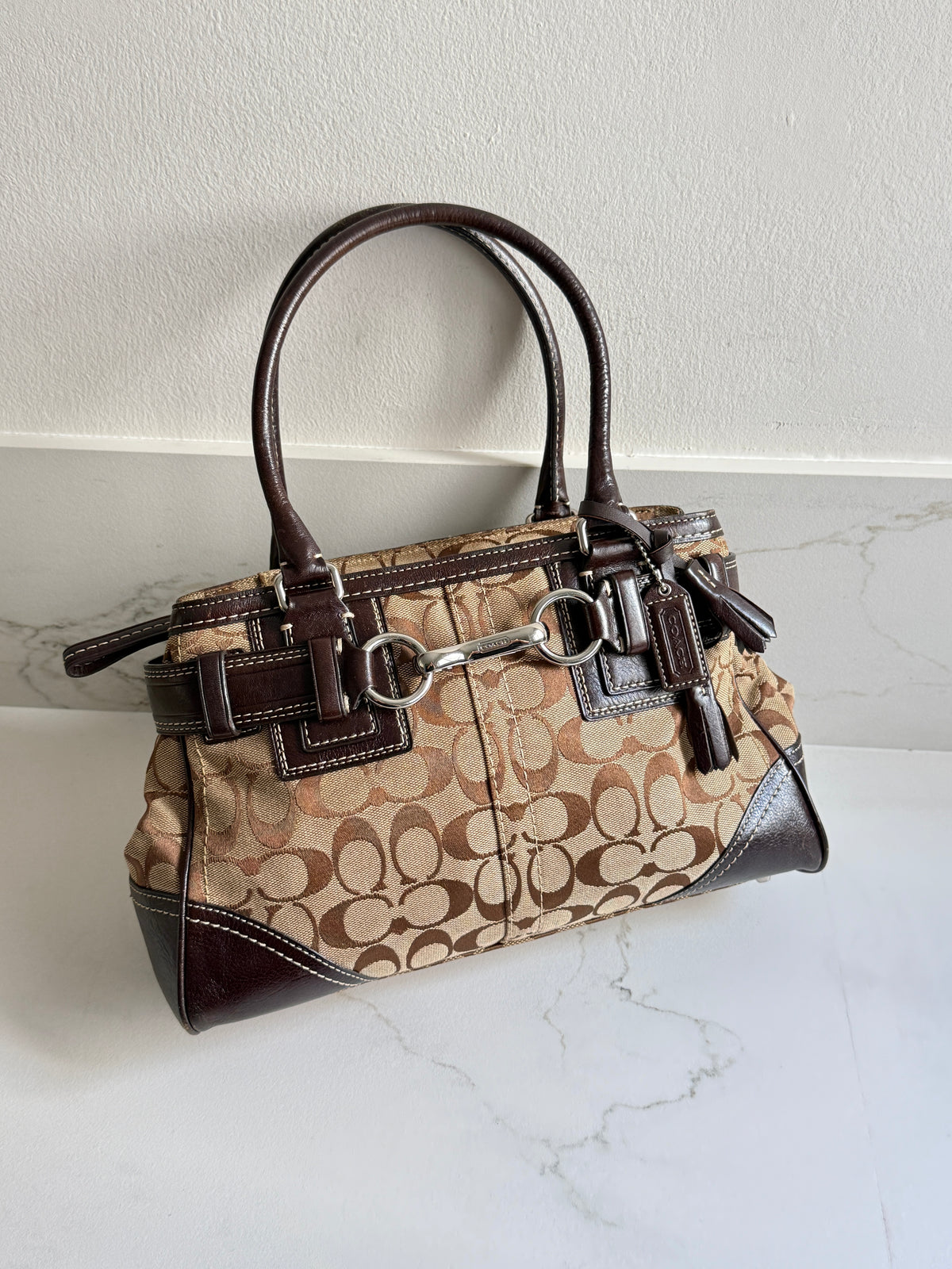 Coach Hampton Signature Shoulder Bag, Medium