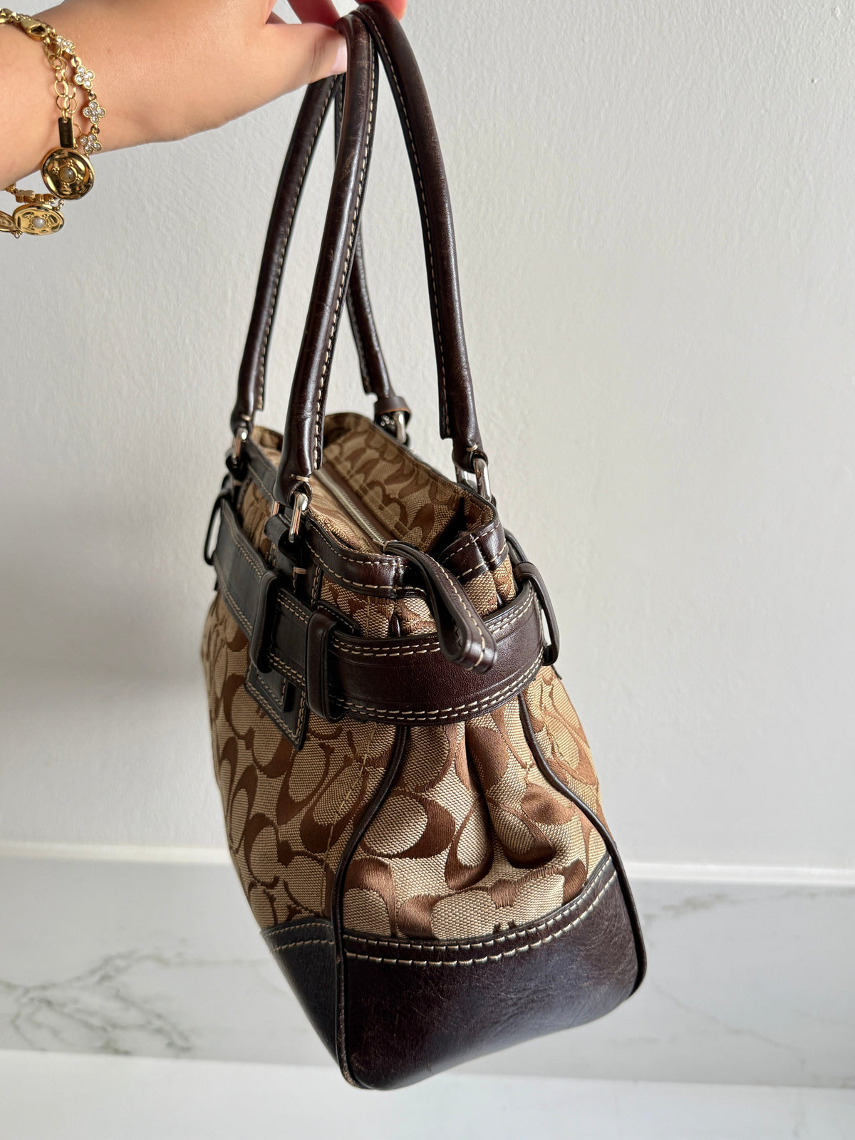 Coach Hampton Signature Shoulder Bag, Medium