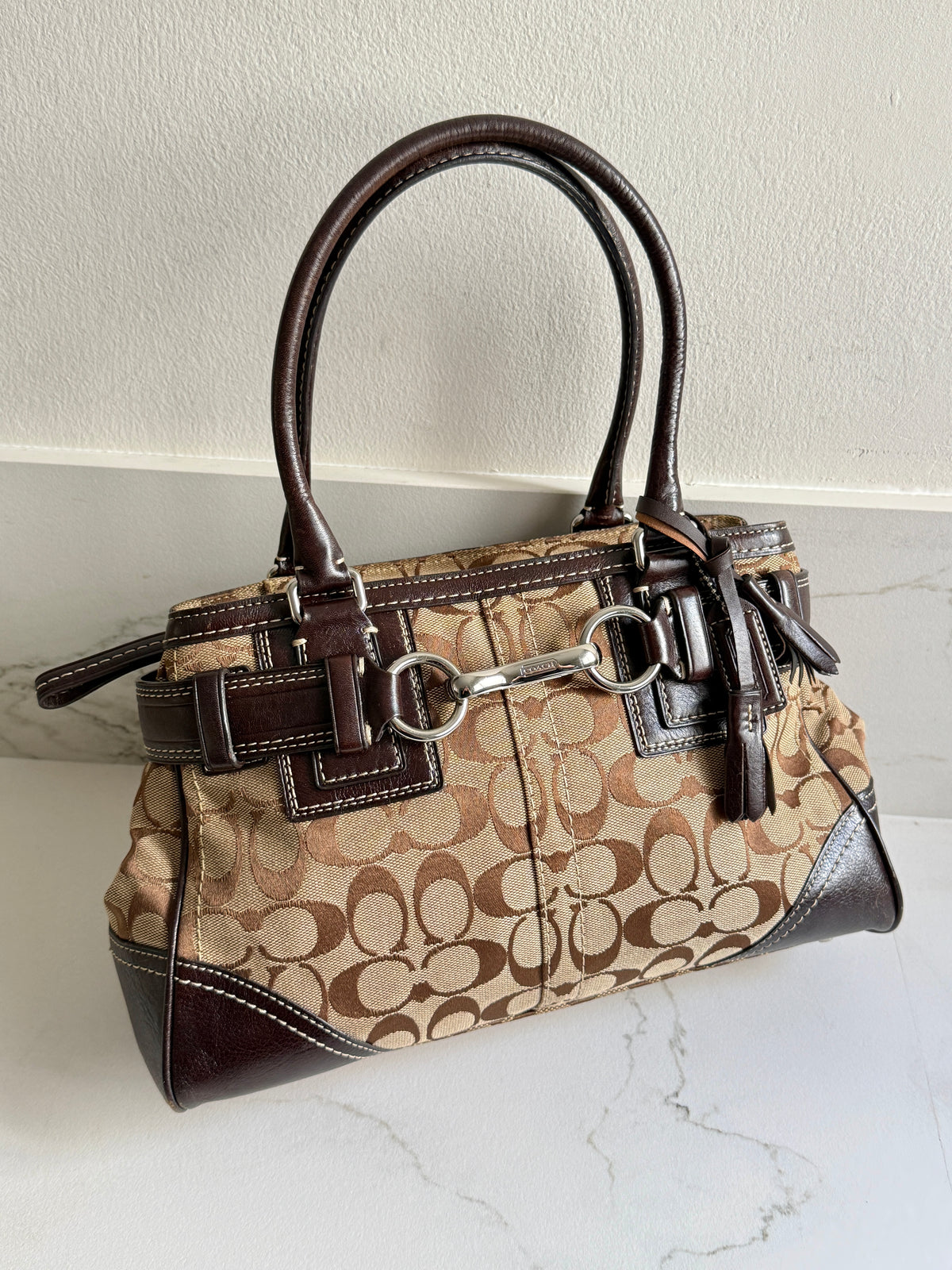 Coach Hampton Signature Shoulder Bag, Medium