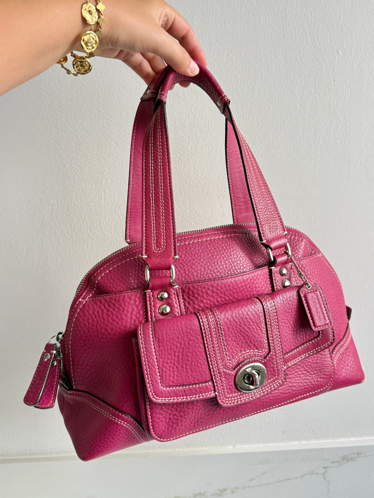 Super Rare Coach Hampton Pebbled Leather Shoulder Bag