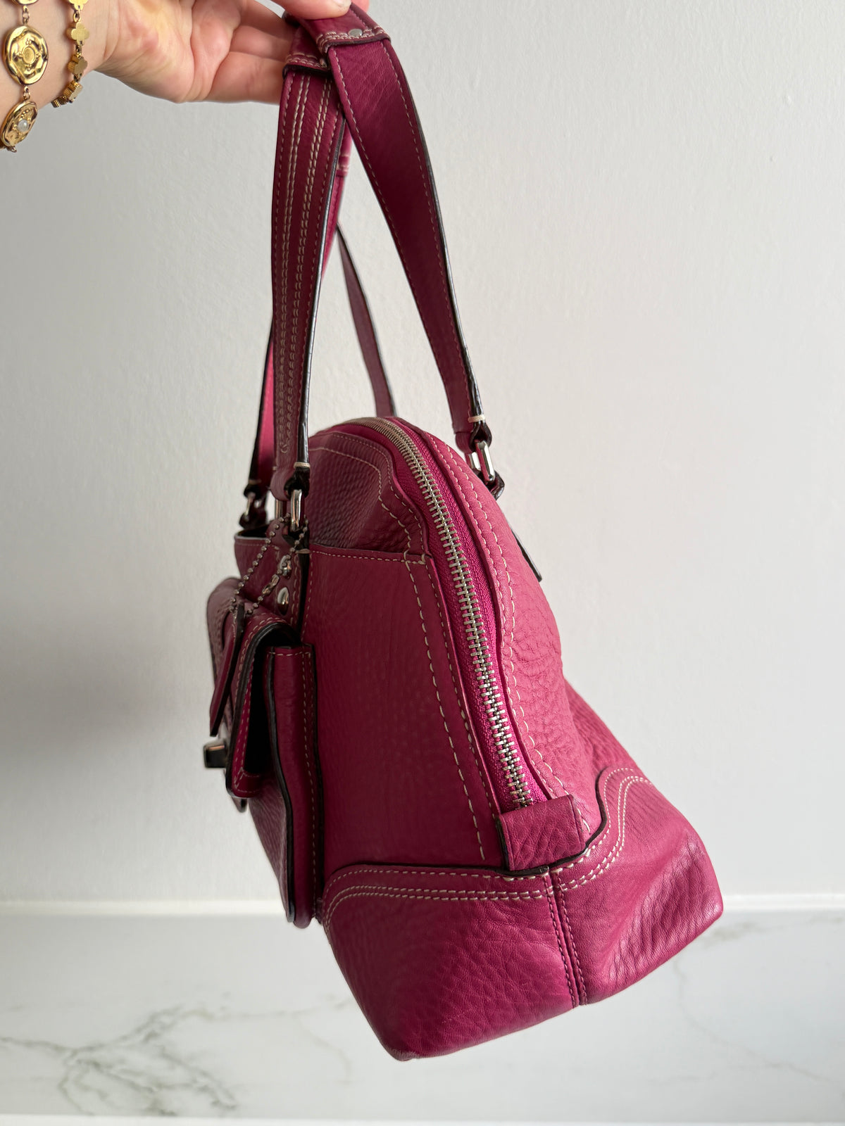 Super Rare Coach Hampton Pebbled Leather Shoulder Bag