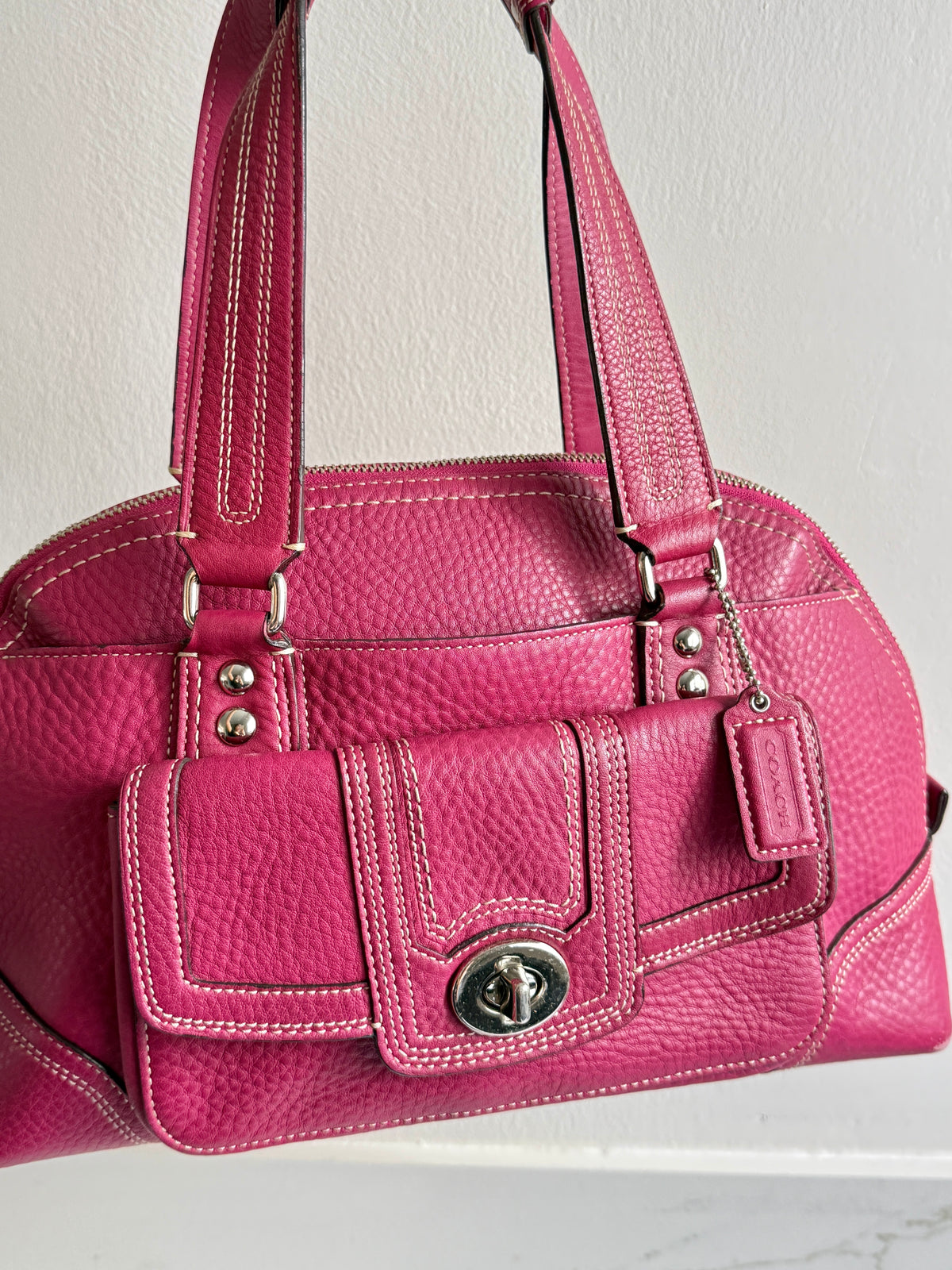 Super Rare Coach Hampton Pebbled Leather Shoulder Bag
