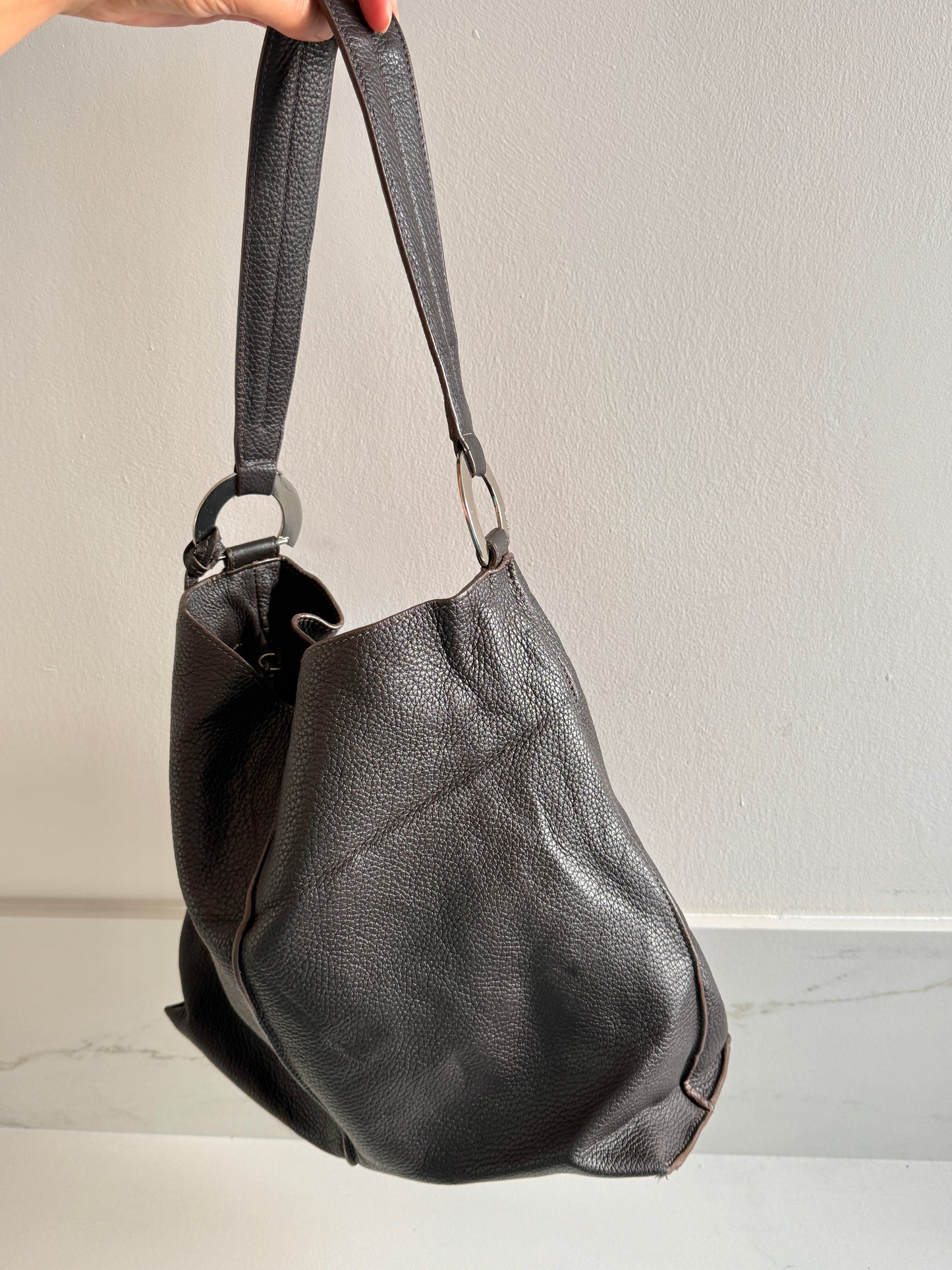 Furla Dark Brown Leather Tote Bag
