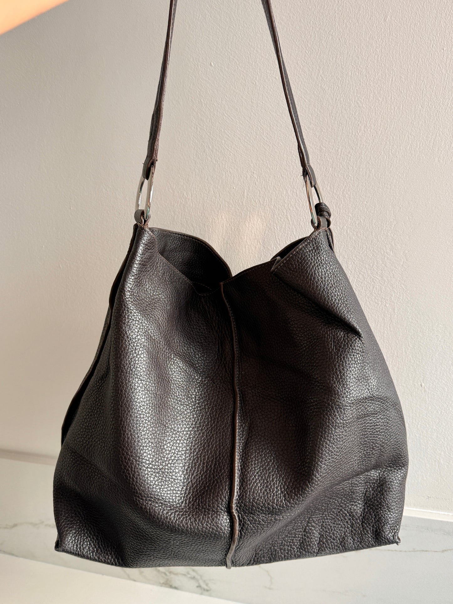 Furla Dark Brown Leather Tote Bag