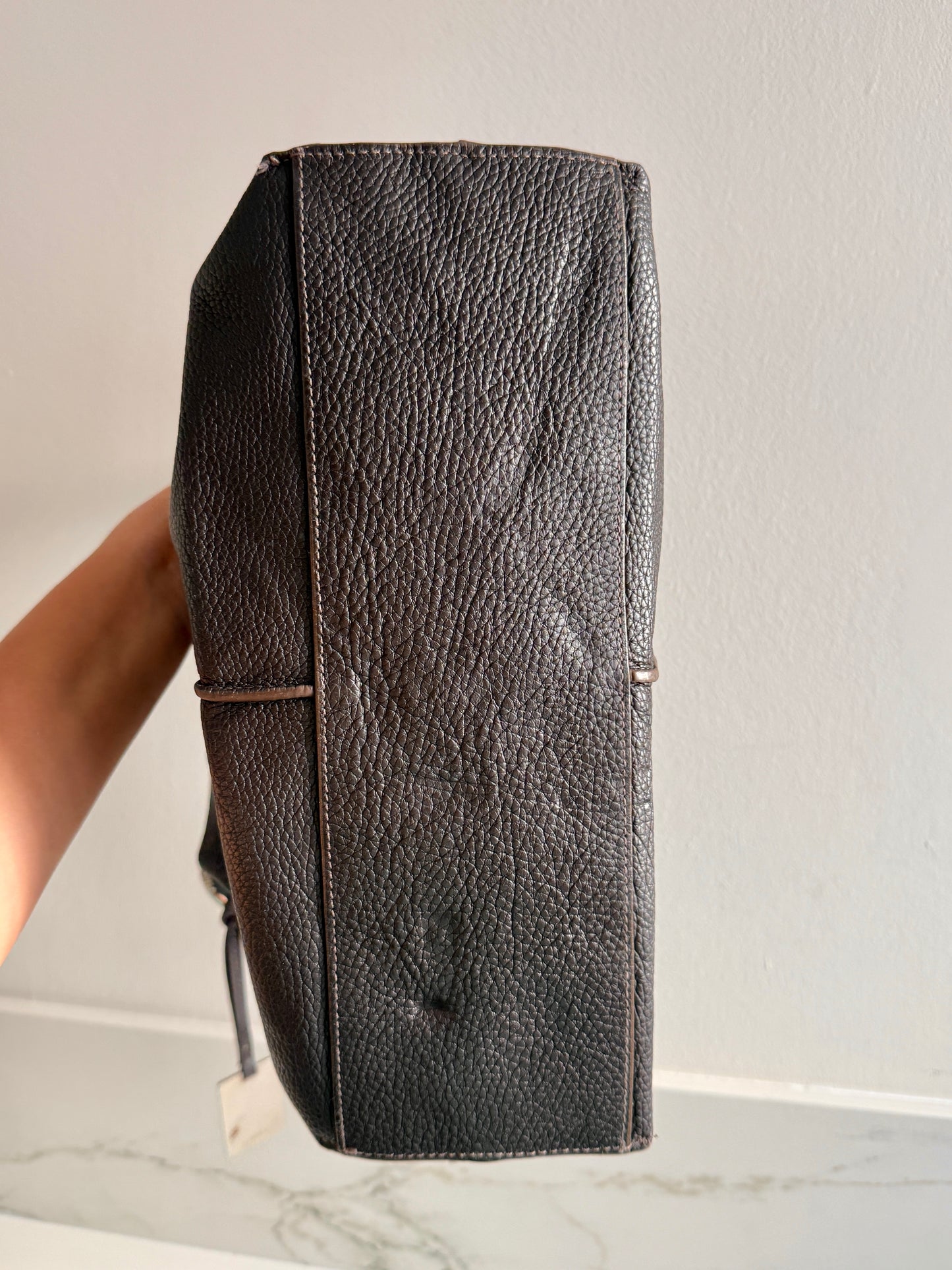 Furla Dark Brown Leather Tote Bag