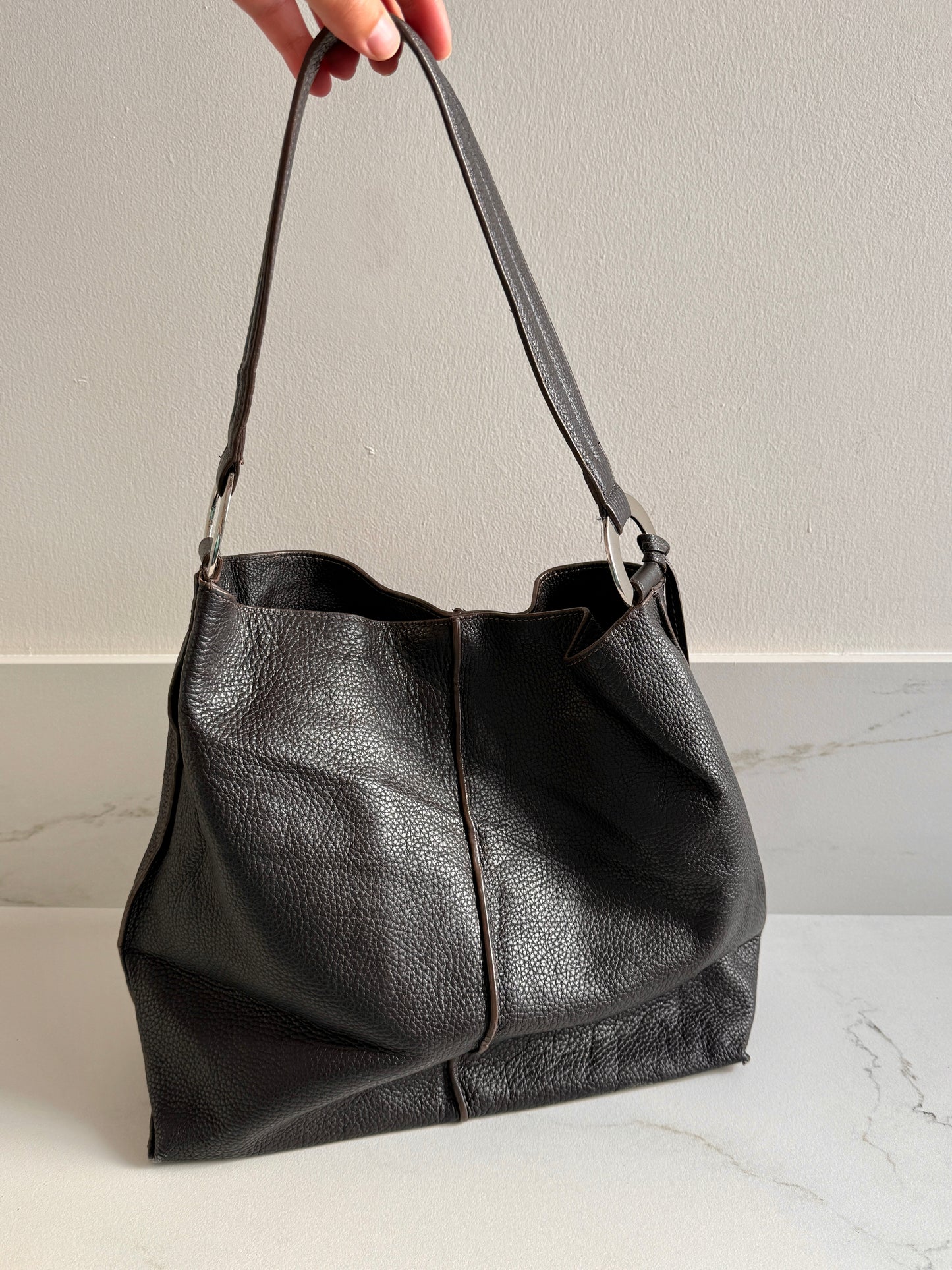 Furla Dark Brown Leather Tote Bag