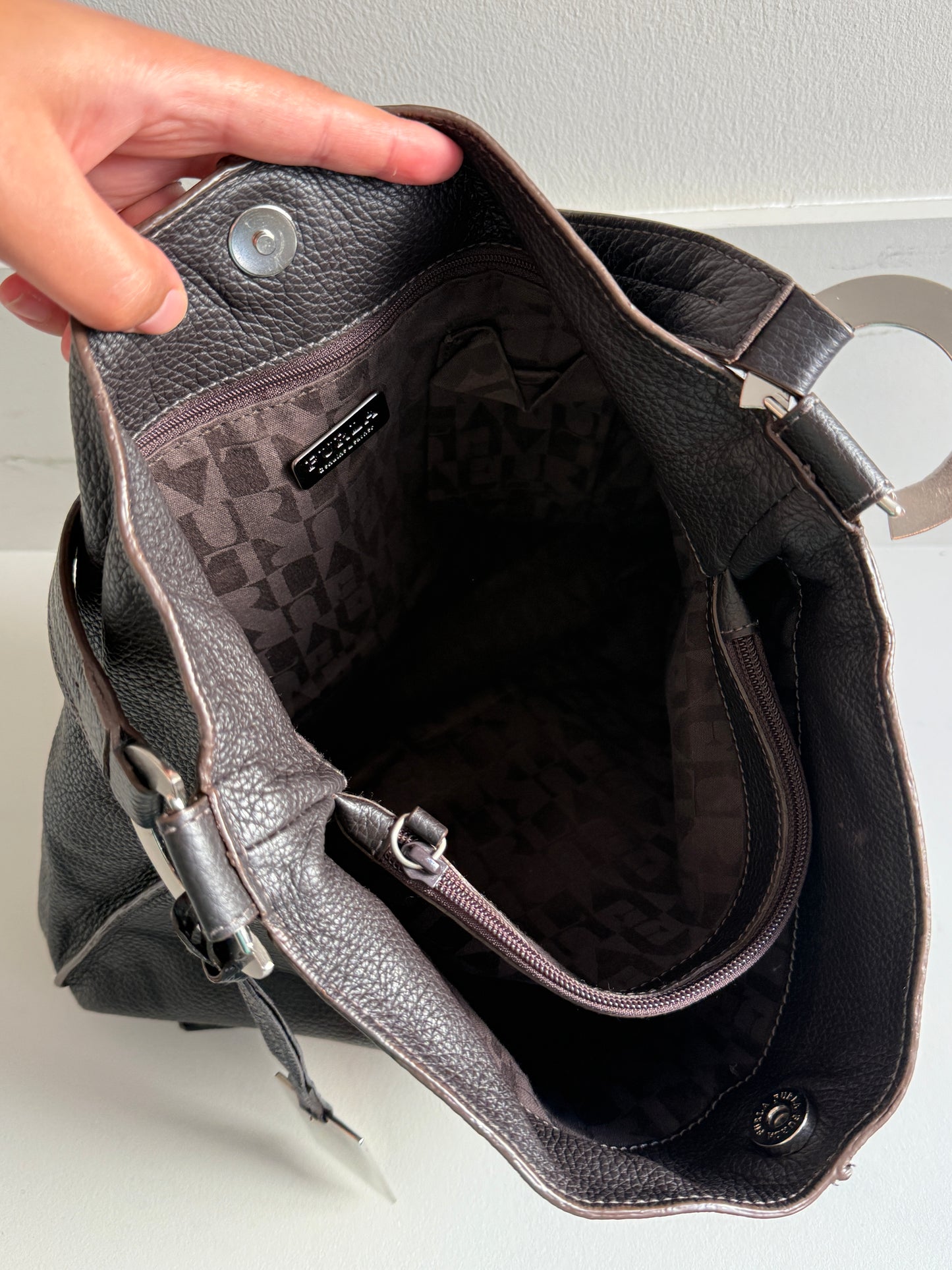 Furla Dark Brown Leather Tote Bag