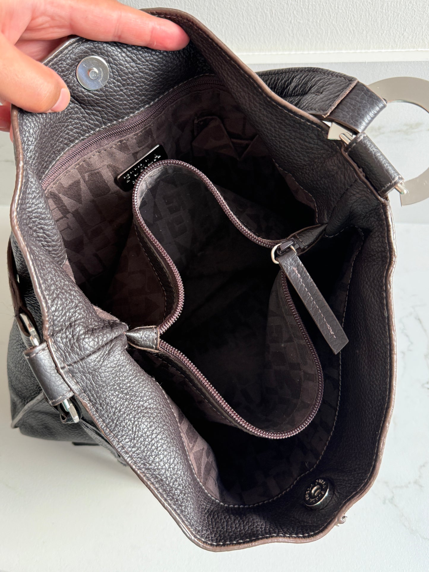 Furla Dark Brown Leather Tote Bag