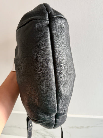 Super Rare Furla Black Leather Shoulder Bag, Medium