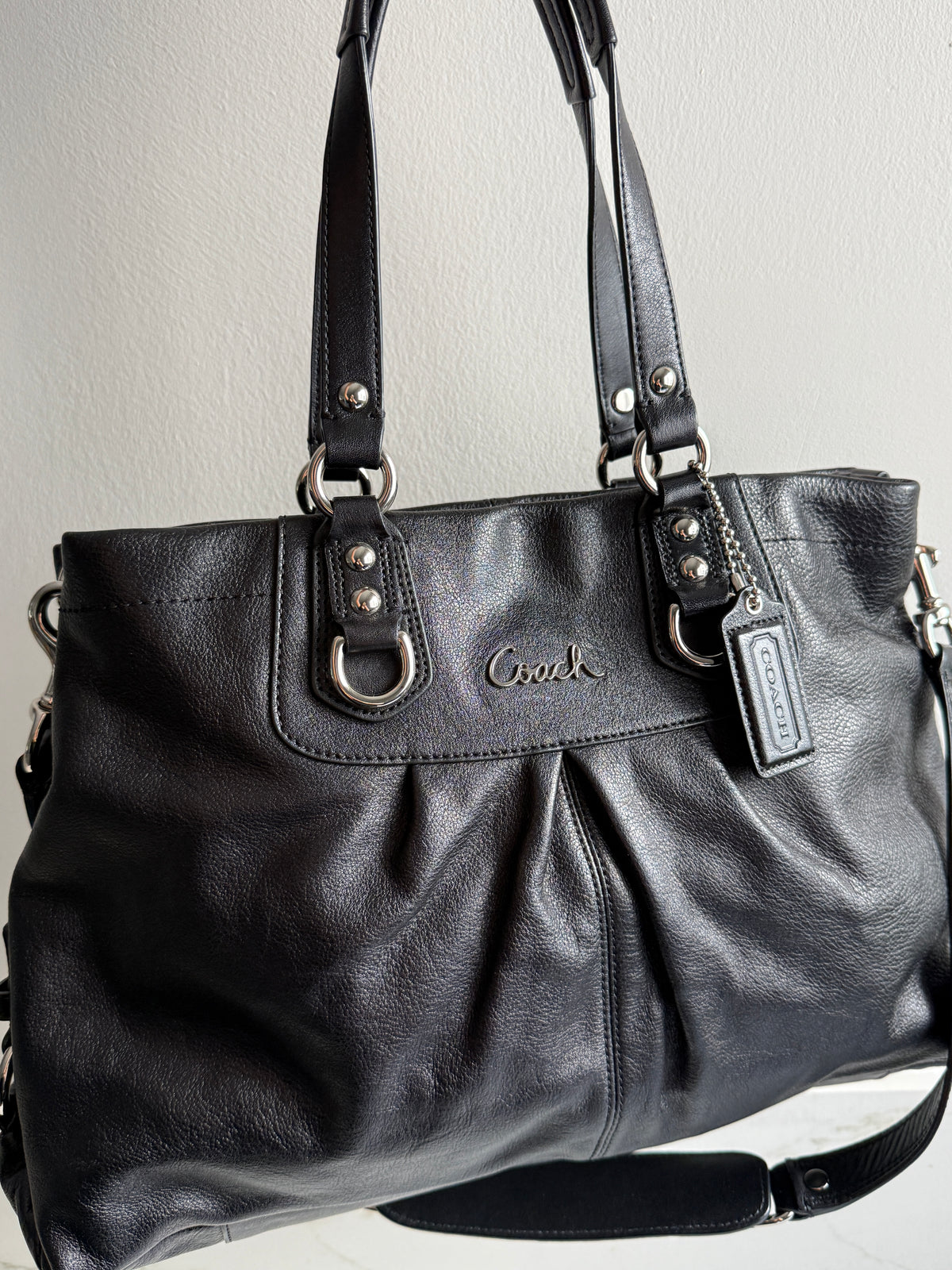 Coach Ashley Black Leather Carryall Shoulder Bag