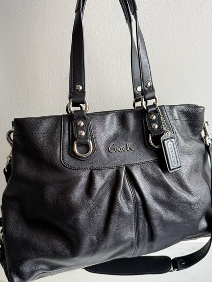 Coach Ashley Black Leather Carryall Shoulder Bag