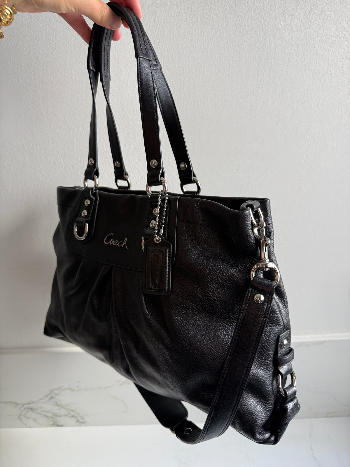 Coach Ashley Black Leather Carryall Shoulder Bag