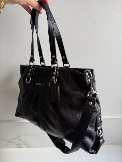 Coach Ashley Black Leather Carryall Shoulder Bag
