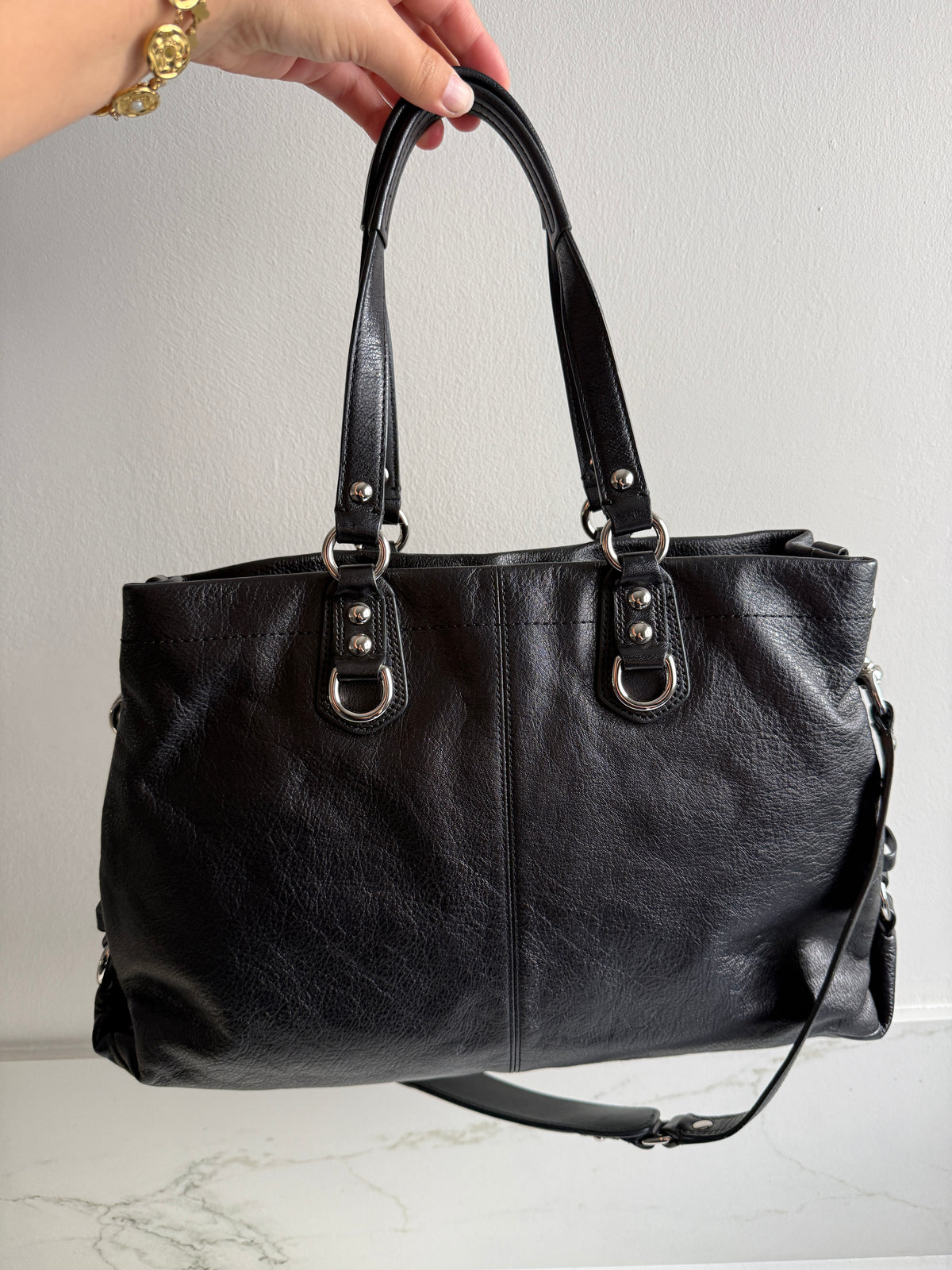 Coach Ashley Black Leather Carryall Shoulder Bag