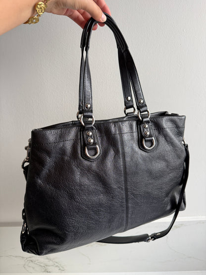 Coach Ashley Black Leather Carryall Shoulder Bag