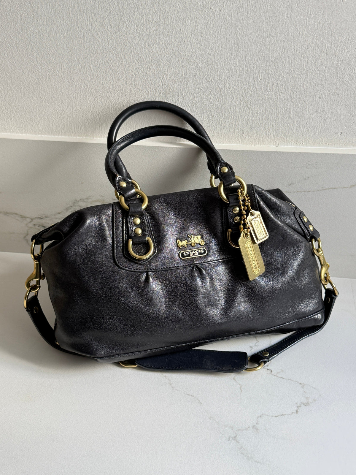 Super Rare Coach Madison Sabrina Black Leather Satchel