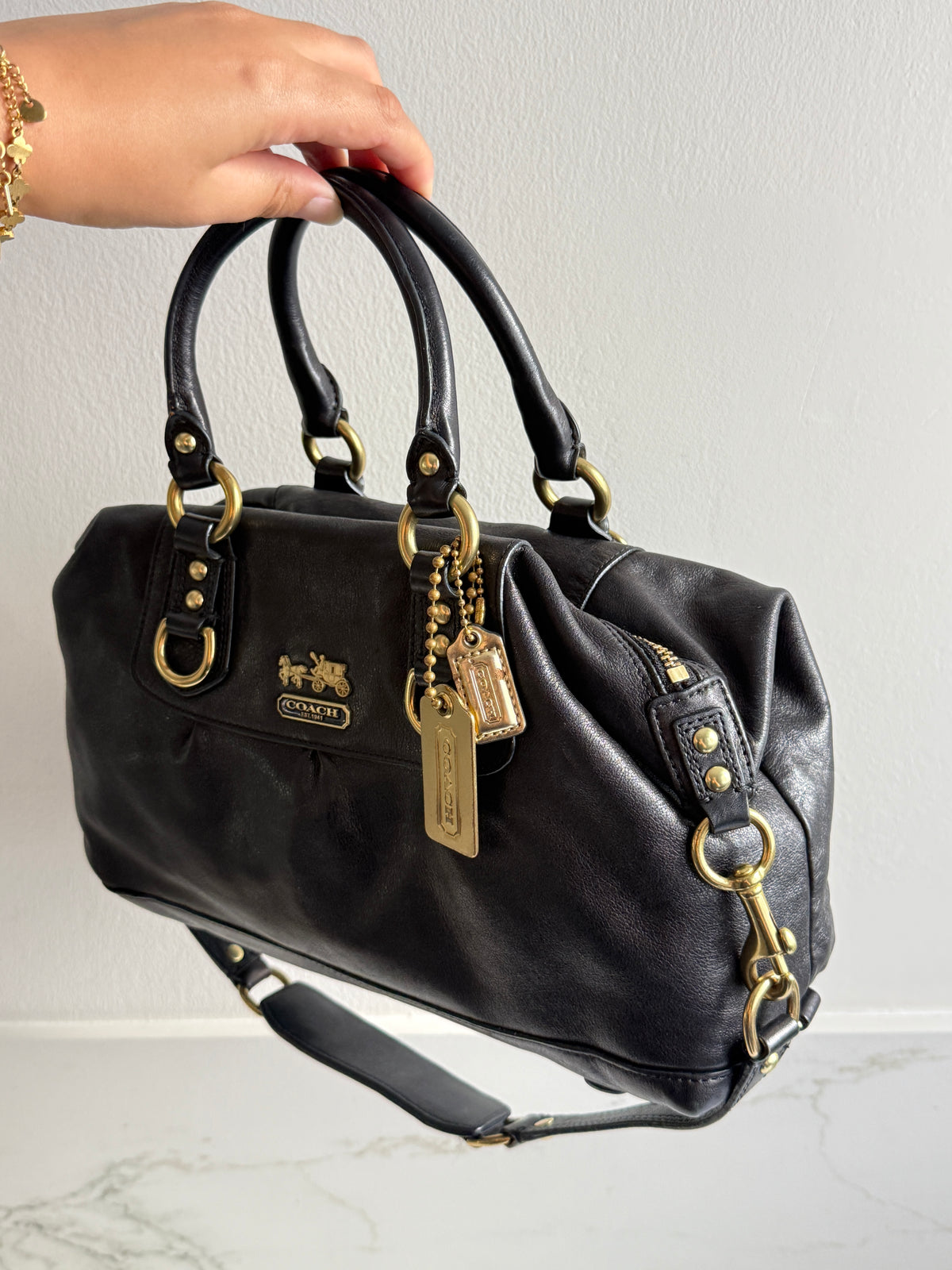 Super Rare Coach Madison Sabrina Black Leather Satchel