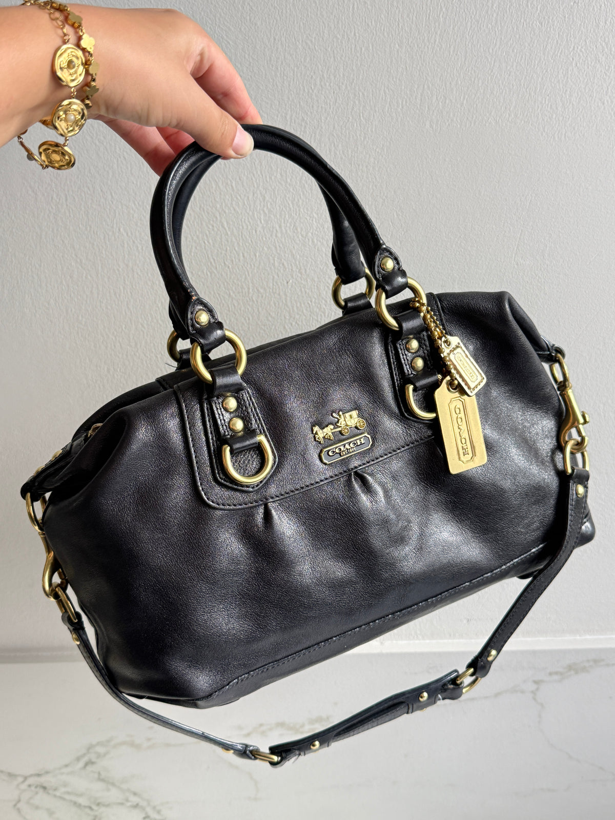 Super Rare Coach Madison Sabrina Black Leather Satchel