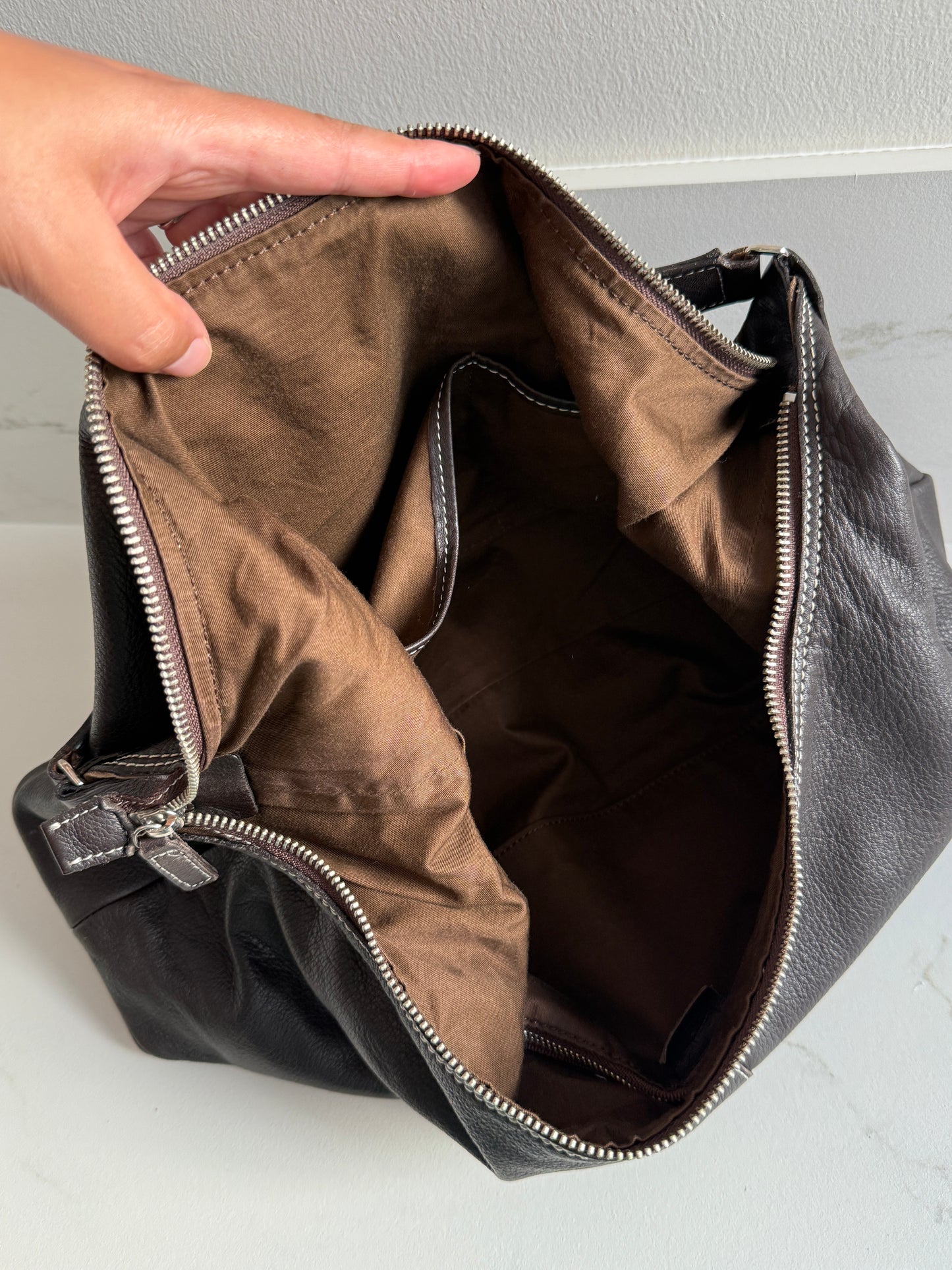 Dark Brown Leather Shoulder Bag